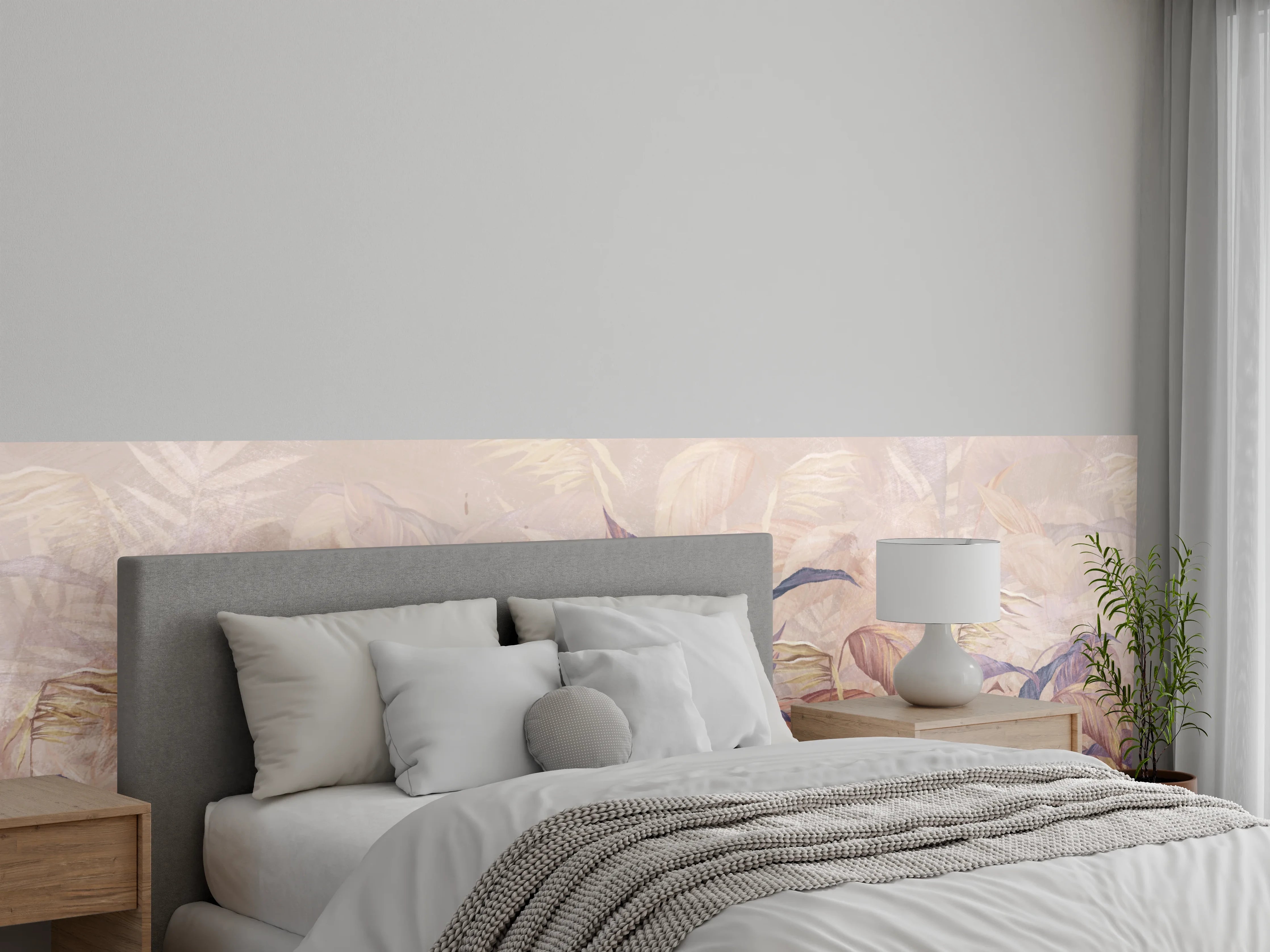 Wandverkleidung Schlafzimmer - Tropisches Blätter Design