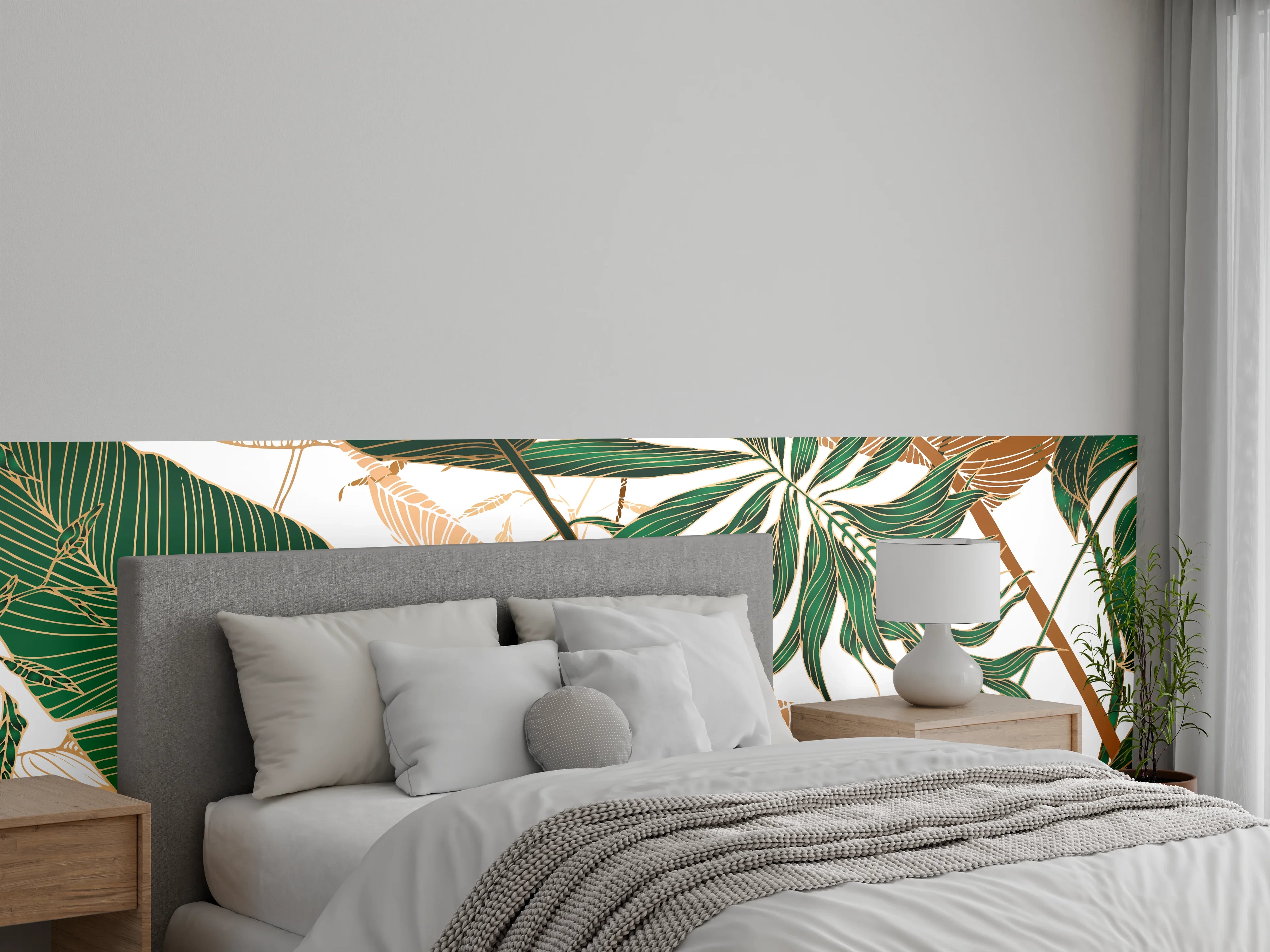 Wandverkleidung Schlafzimmer - Tropisches Blattmuster Design