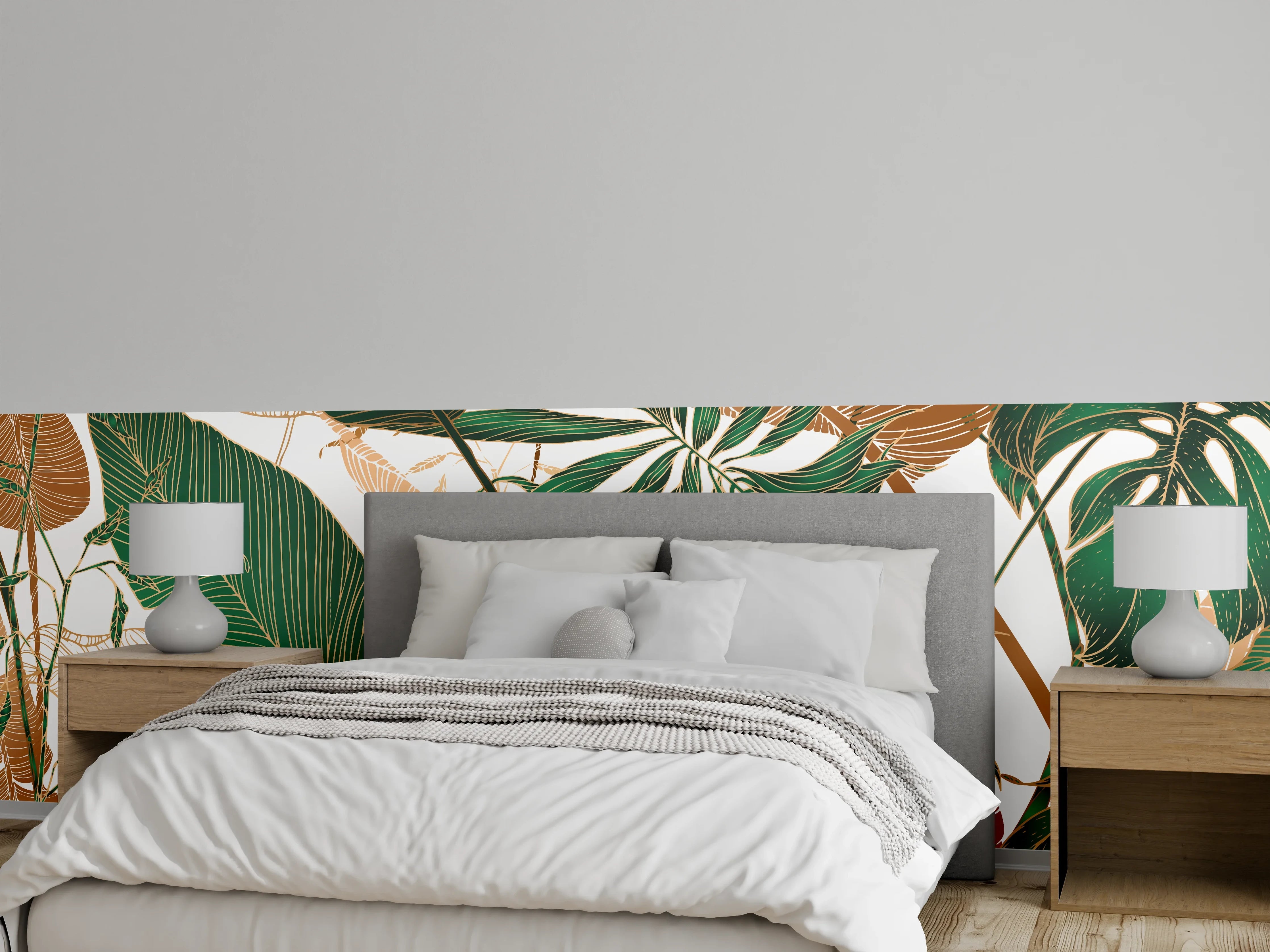 Wandverkleidung Schlafzimmer - Tropisches Blattmuster Design