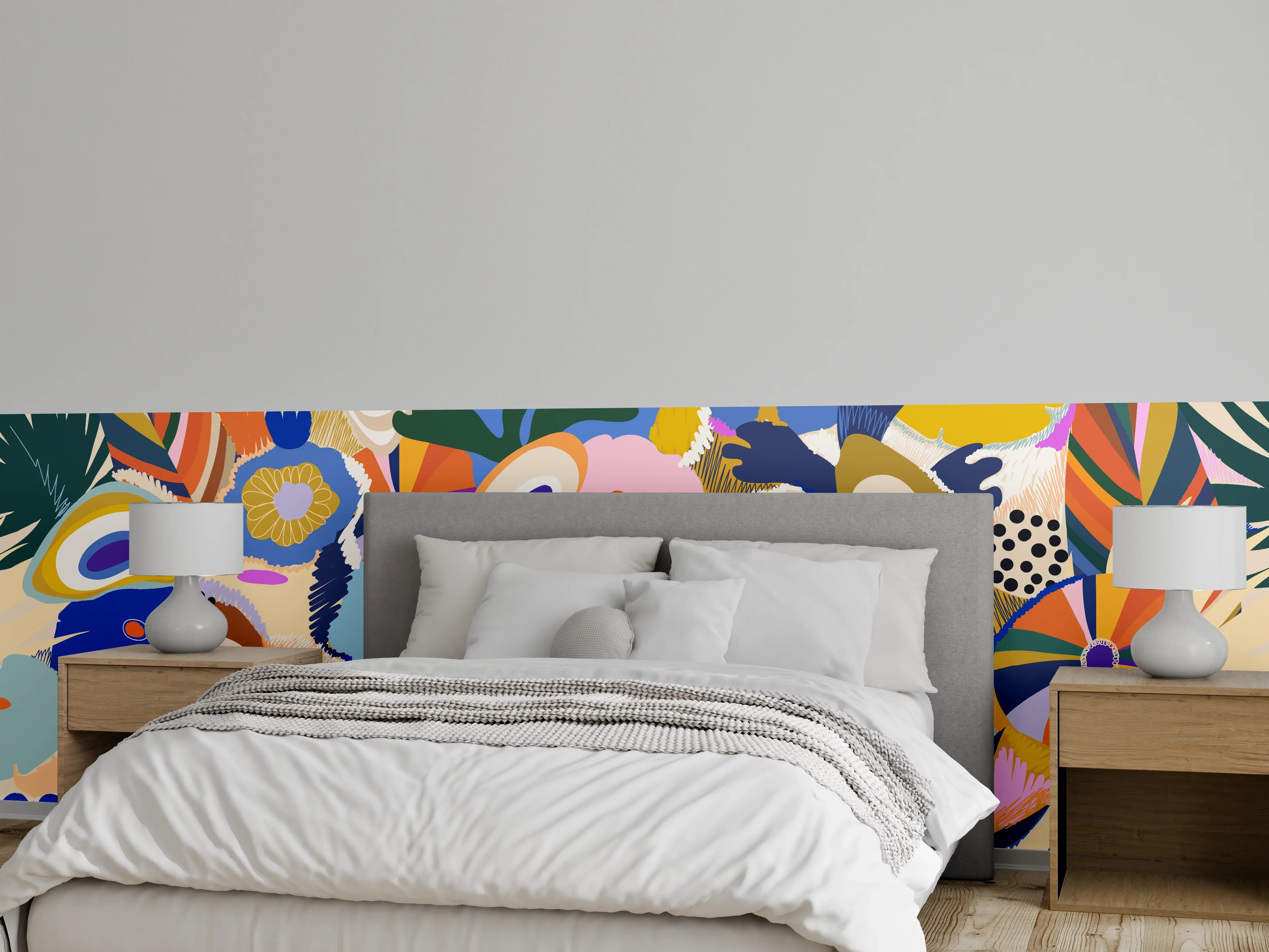 Wandverkleidung Schlafzimmer - Tropisches Blumen-Abstract Bunt