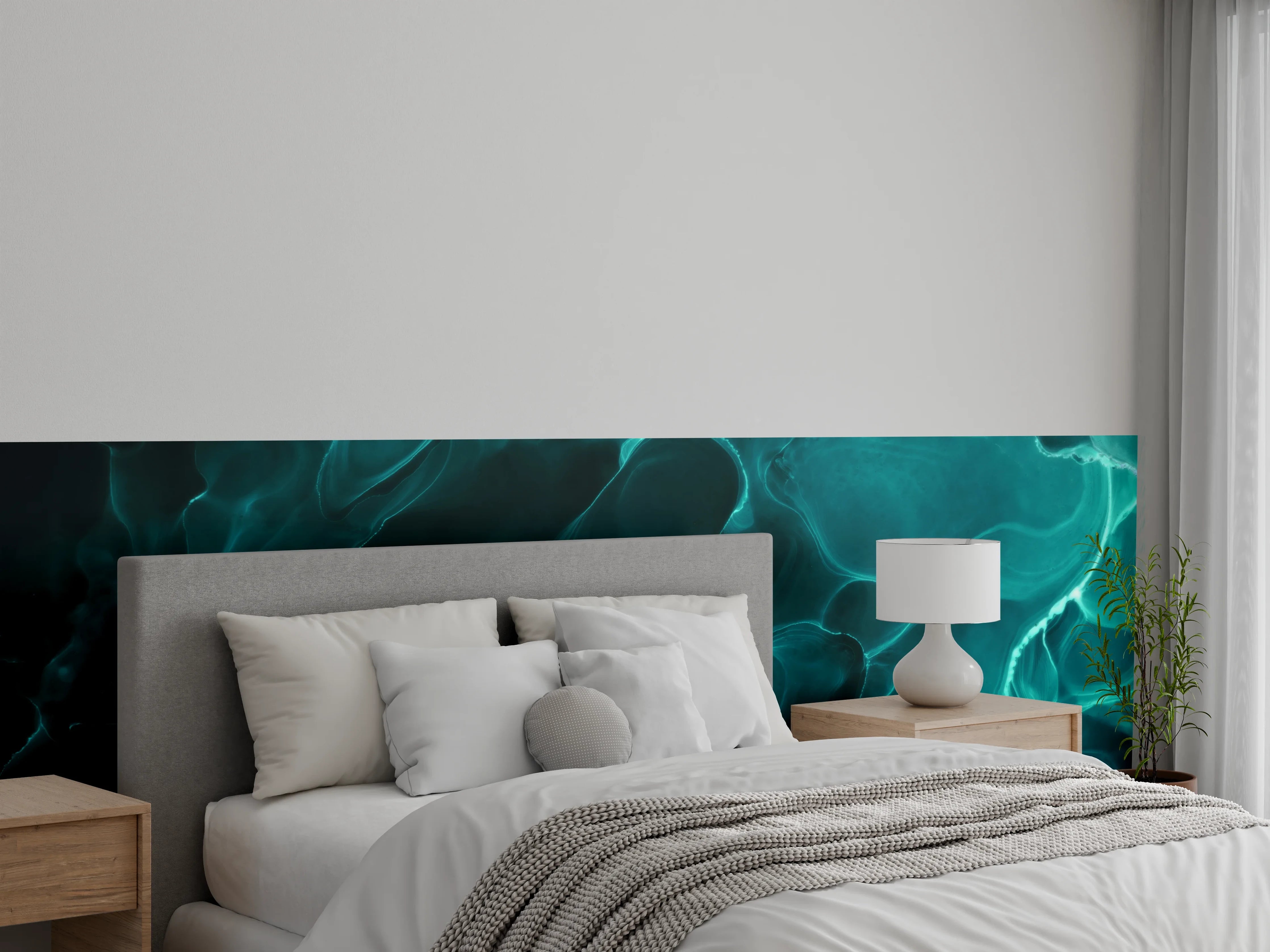 Wandverkleidung Schlafzimmer - Türkis Abstrakt Wandbild modern