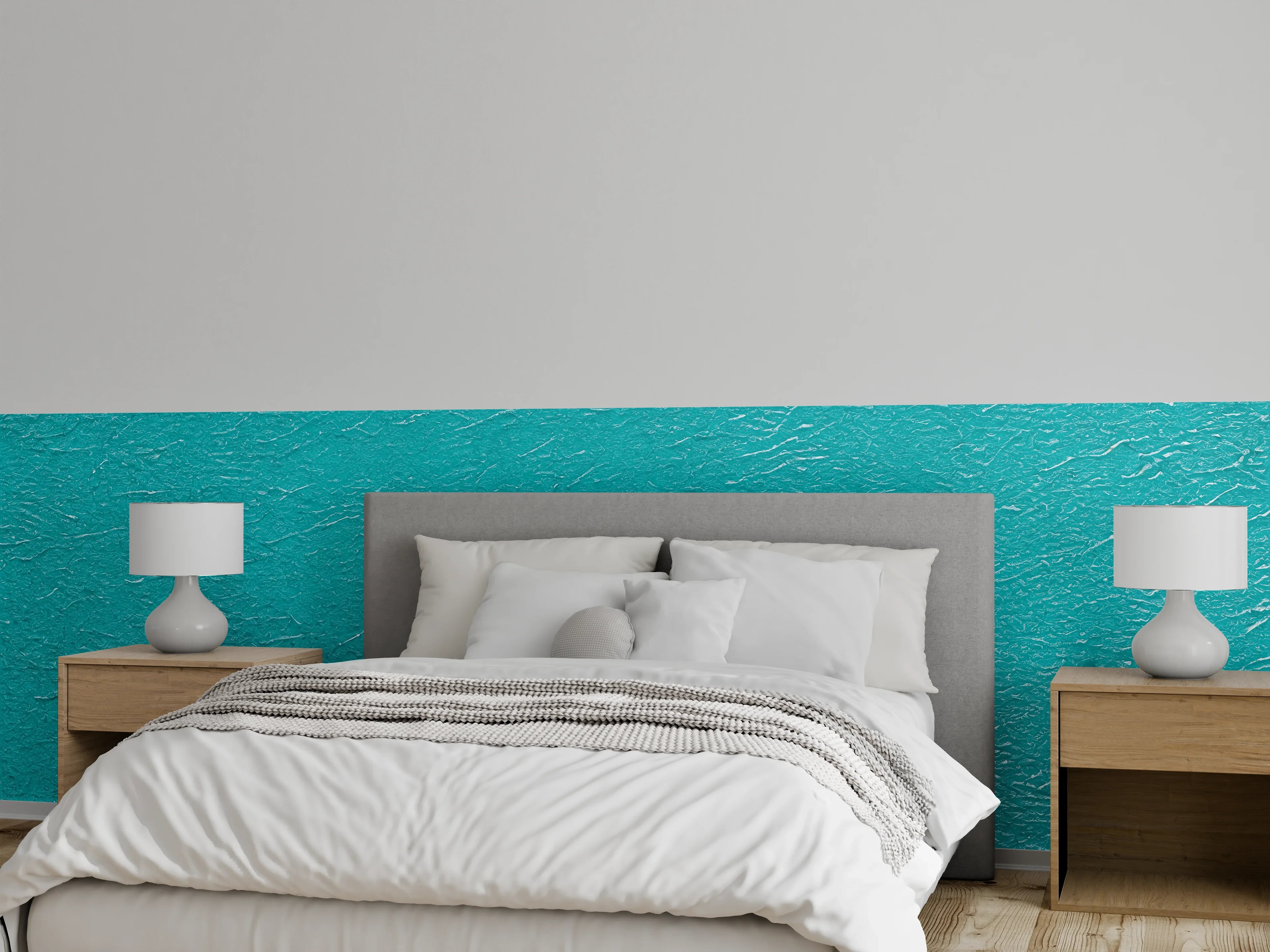 Wandverkleidung Schlafzimmer - Türkis Struktur Wandoptik moderner Look