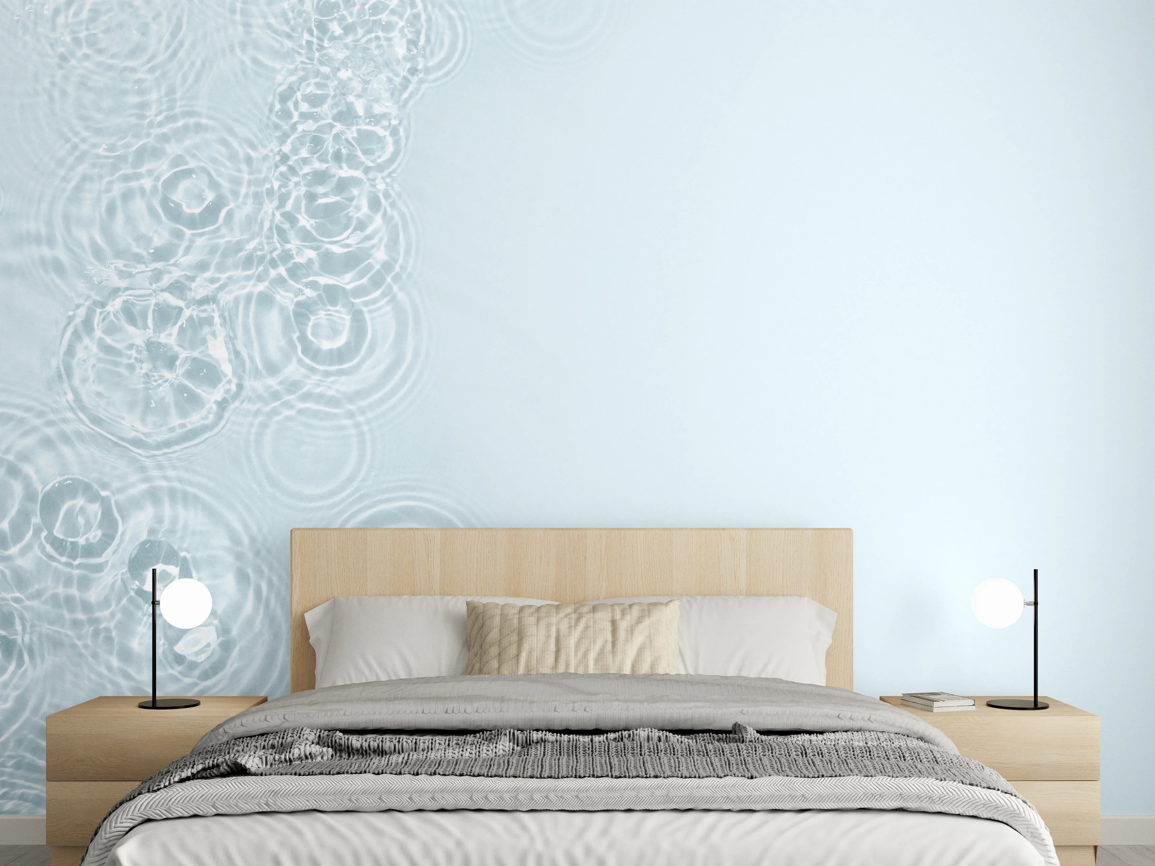 Wandverkleidung Schlafzimmer - Türkis-Weiß Wassertextur