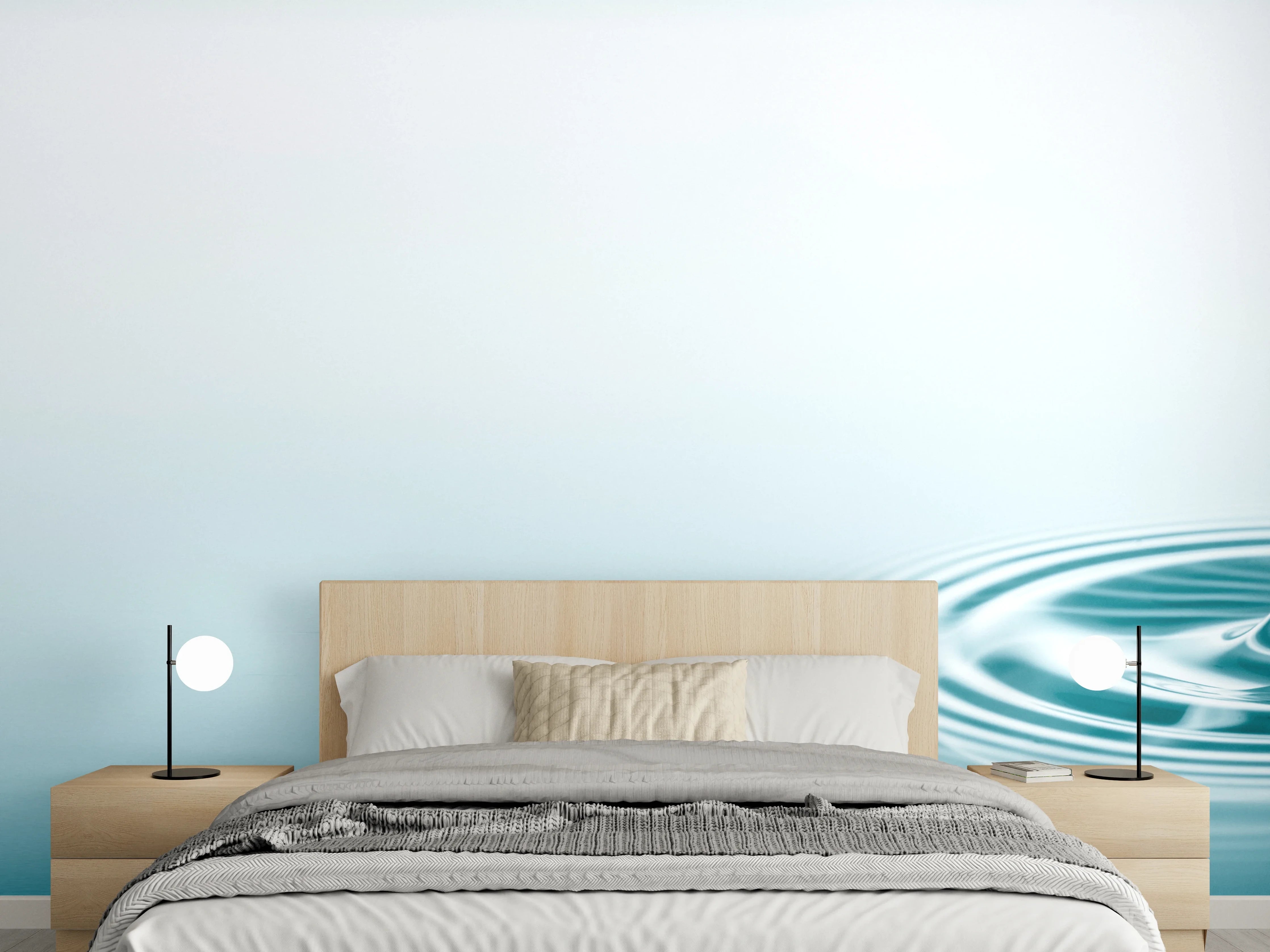 Wandverkleidung Schlafzimmer - Türkis-Weißer Wassertropfen