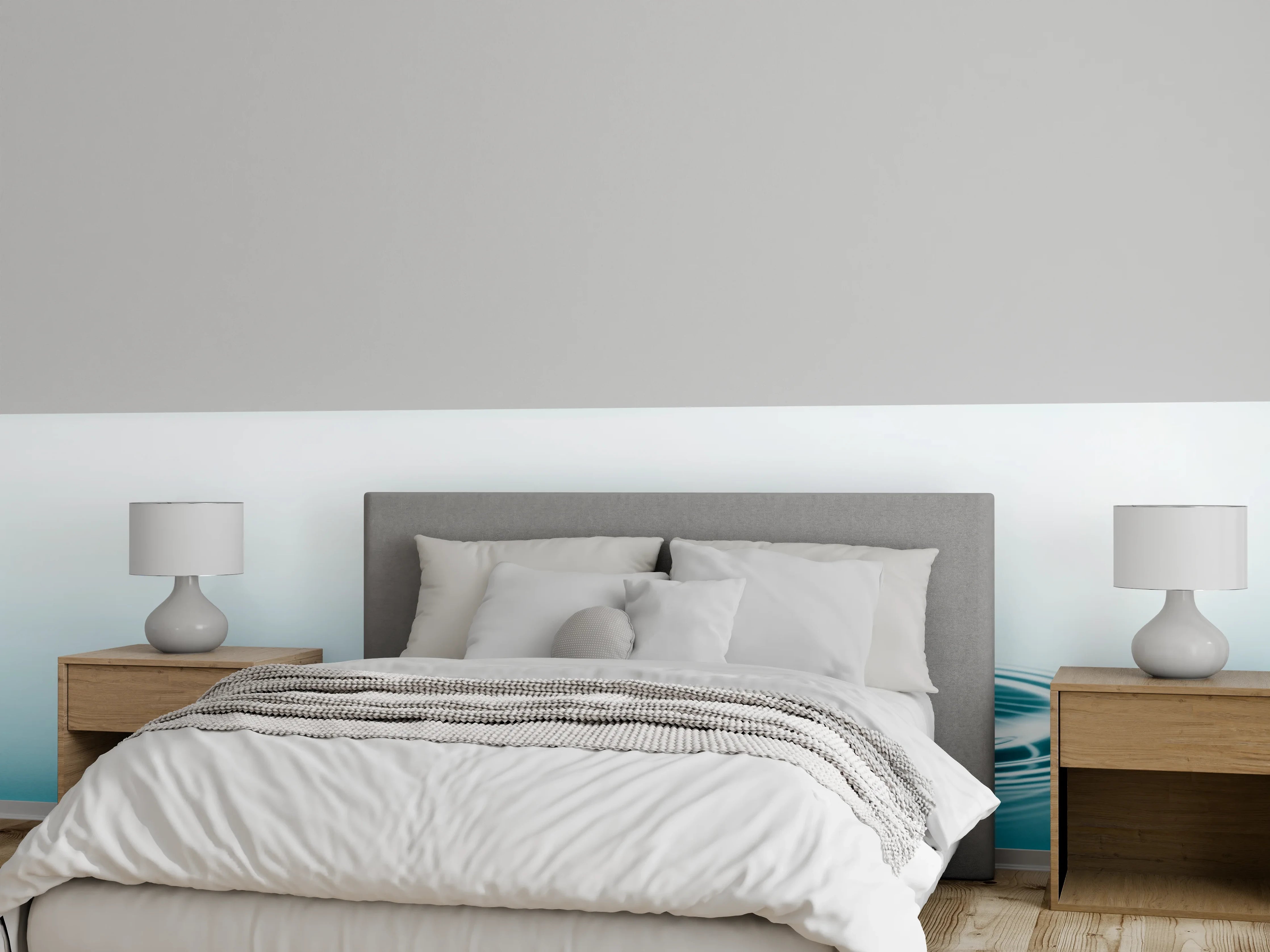 Wandverkleidung Schlafzimmer - Türkis-Weißer Wassertropfen