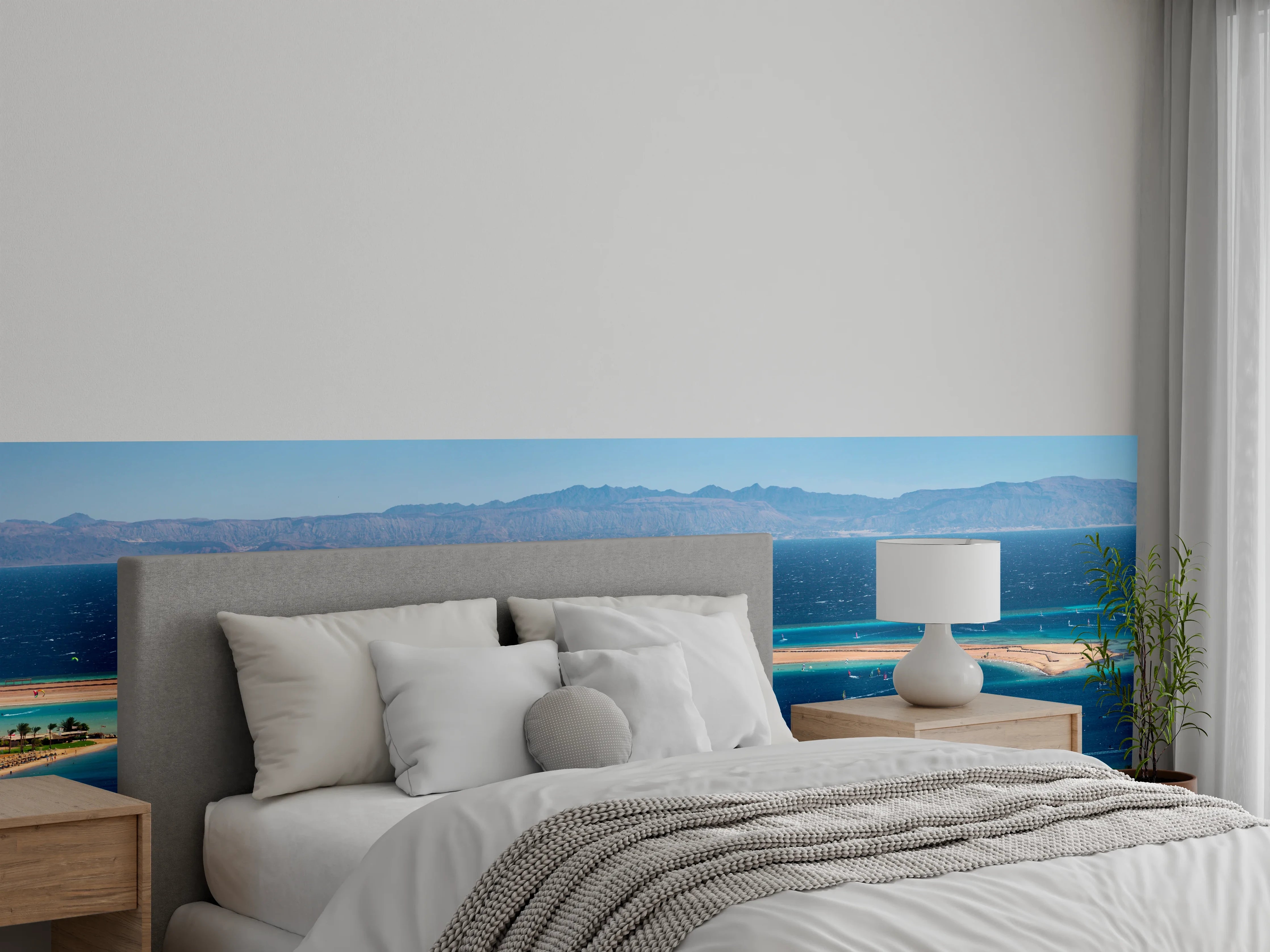 Wandverkleidung Schlafzimmer - Türkisblaue Lagunenansicht