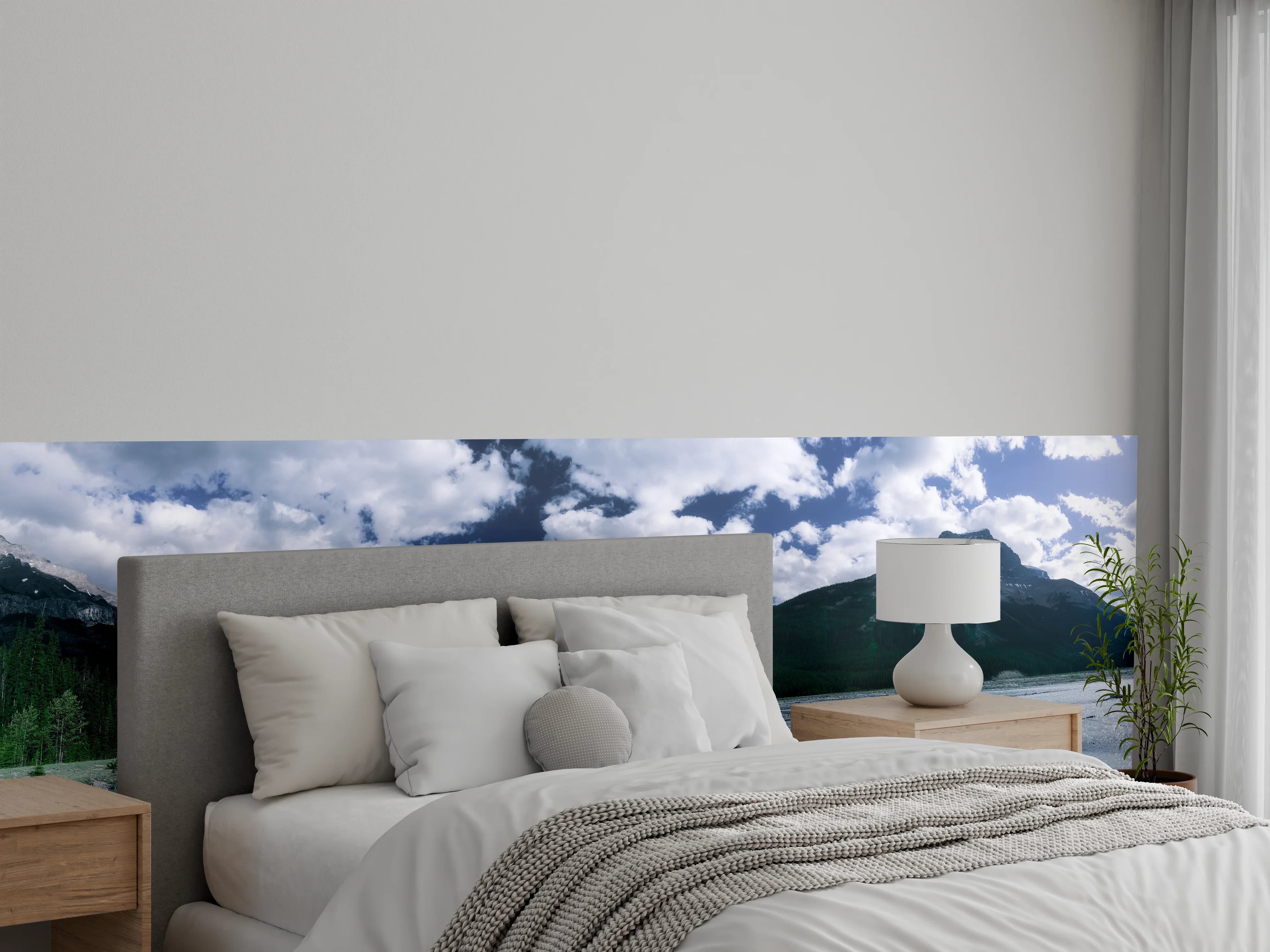 Wandverkleidung Schlafzimmer - Türkisblauer Gletscherfluss Panorama Berglandschaft