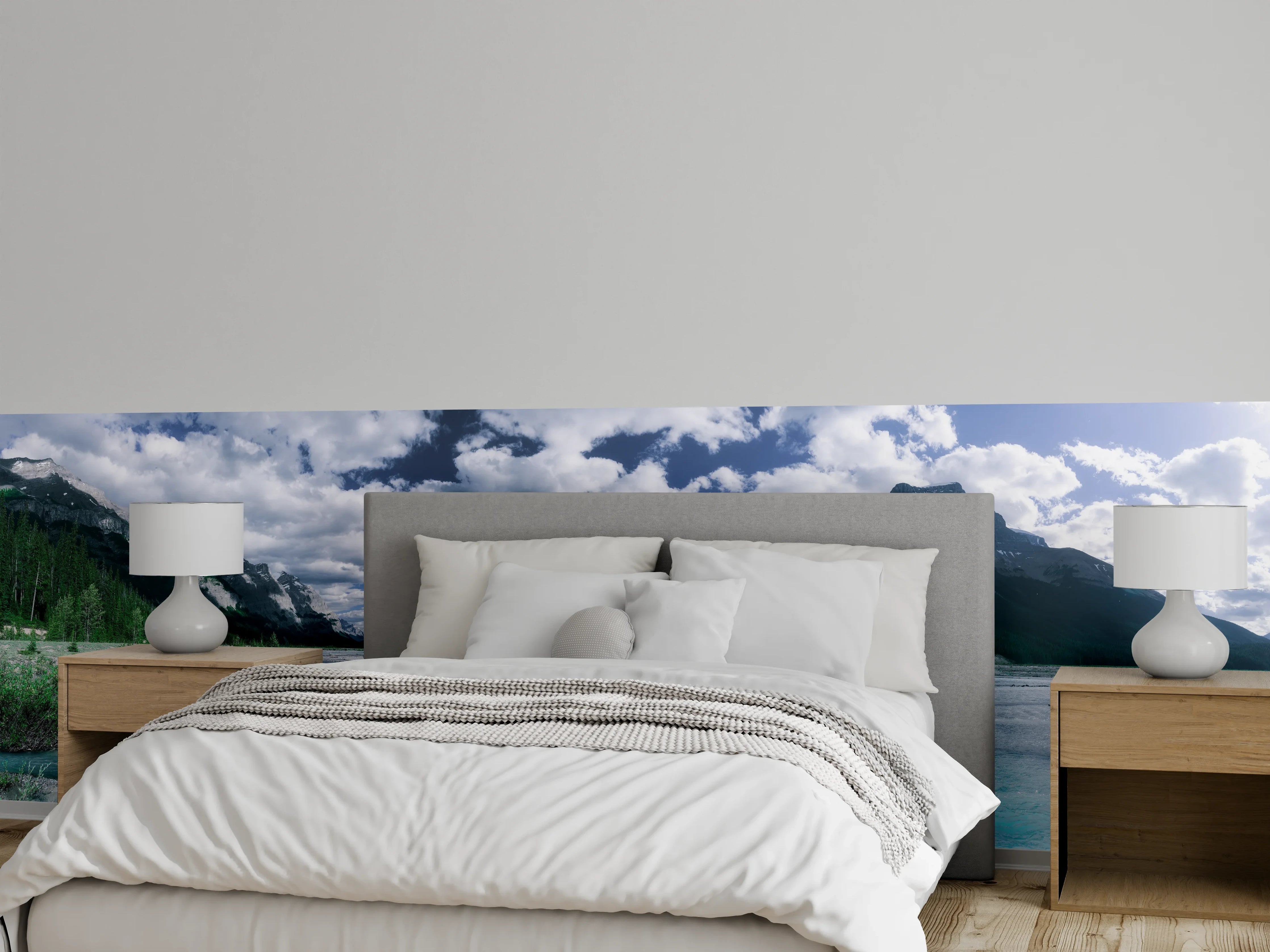Wandverkleidung Schlafzimmer - Türkisblauer Gletscherfluss Panorama Berglandschaft