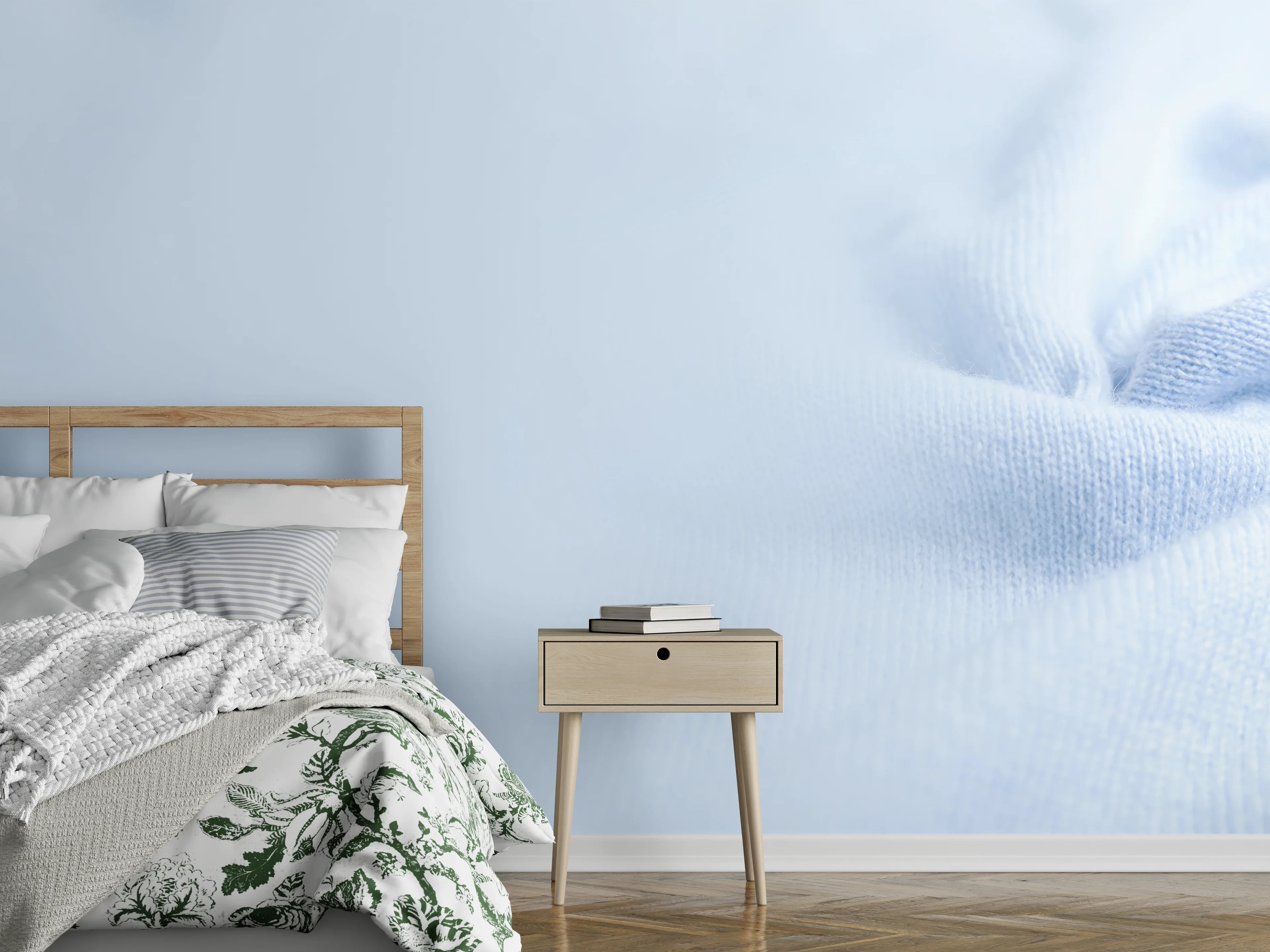 Wandverkleidung Schlafzimmer - Türkiser Kaschmirstoff