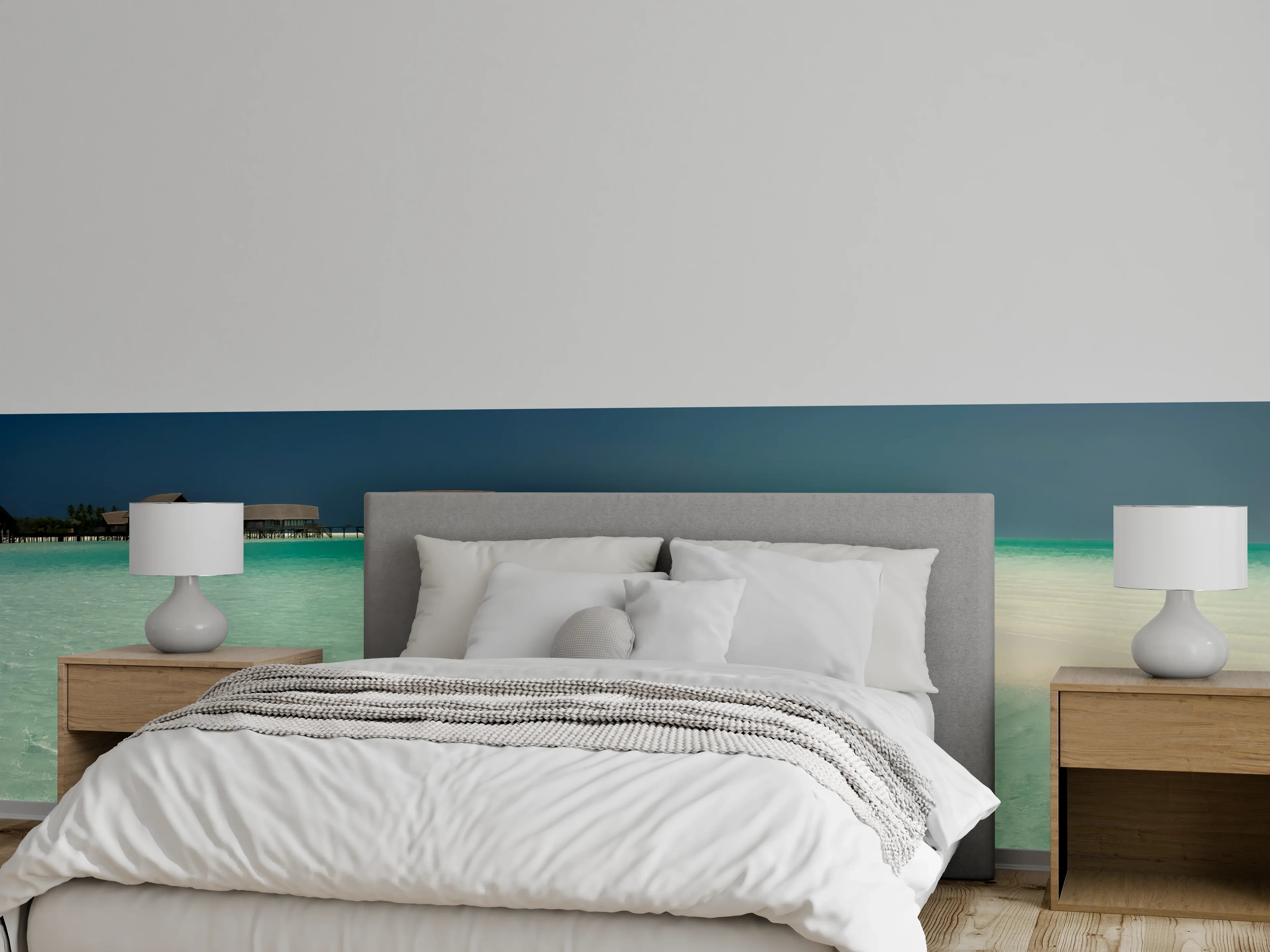 Wandverkleidung Schlafzimmer - Türkises Paradies mit weißen Sandbänken