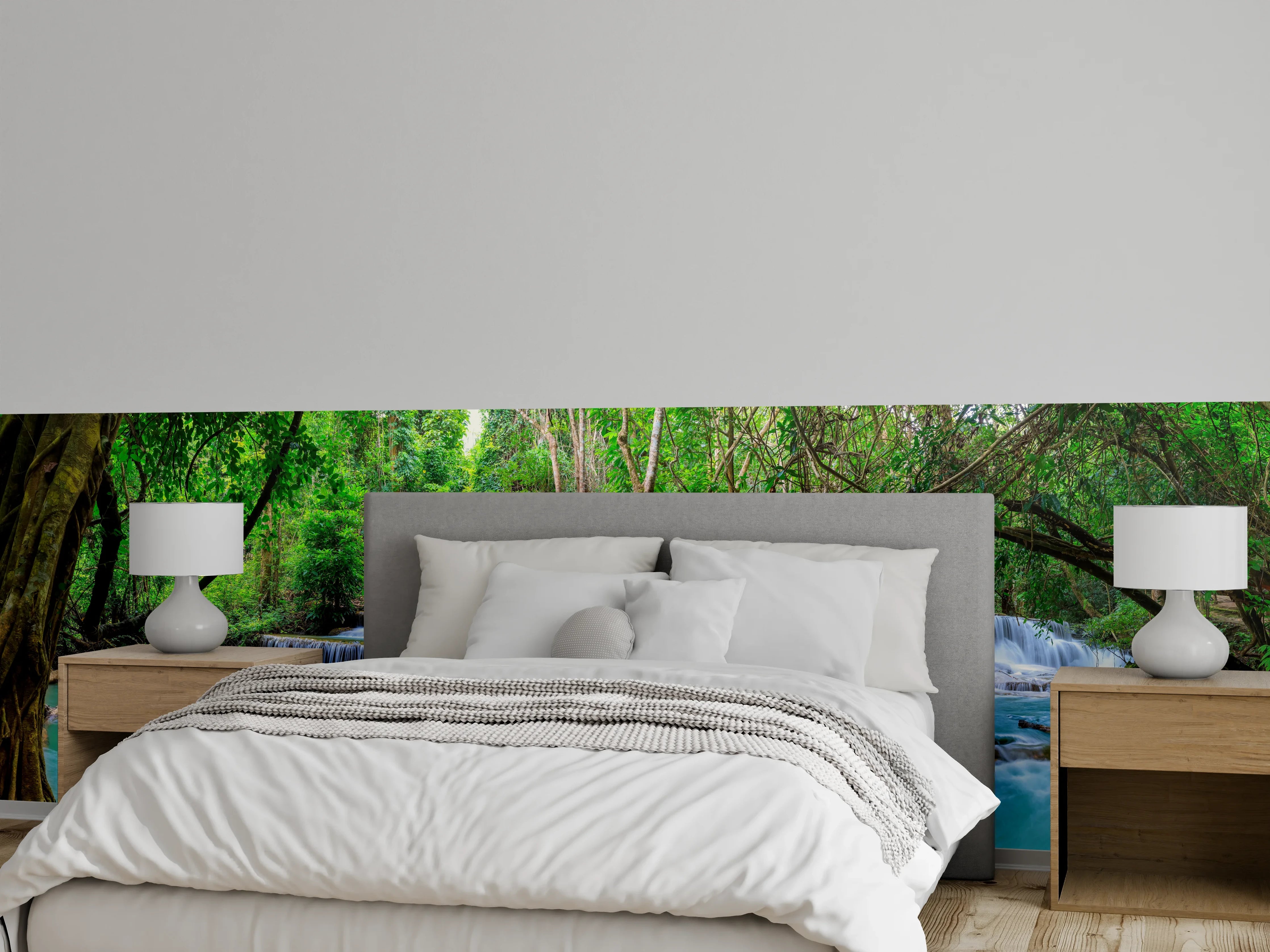 Wandverkleidung Schlafzimmer - Türkisgrüner Dschungel-Wasserfall
