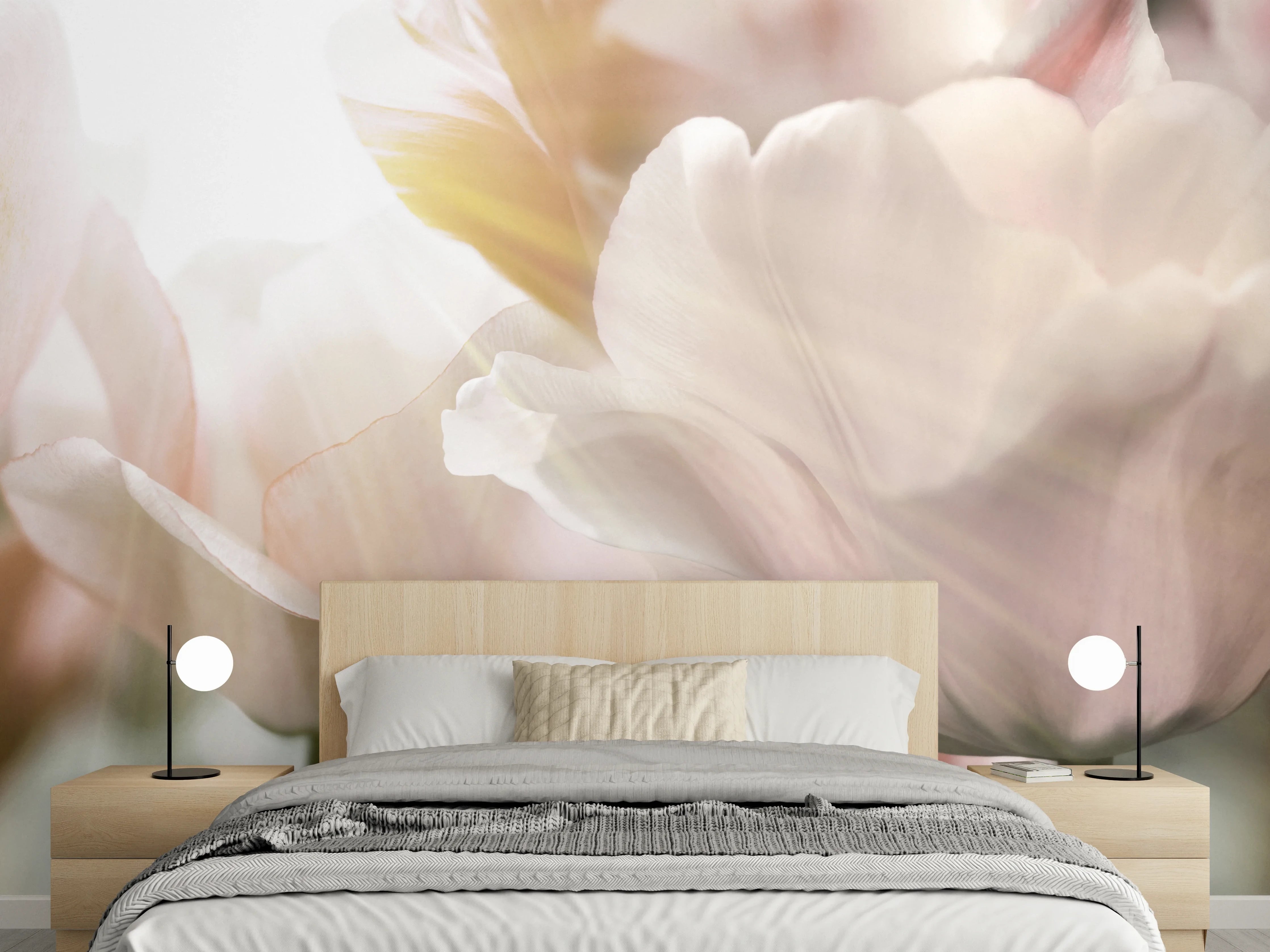 Wandverkleidung Schlafzimmer - Tulpen in Sonnenstrahlen