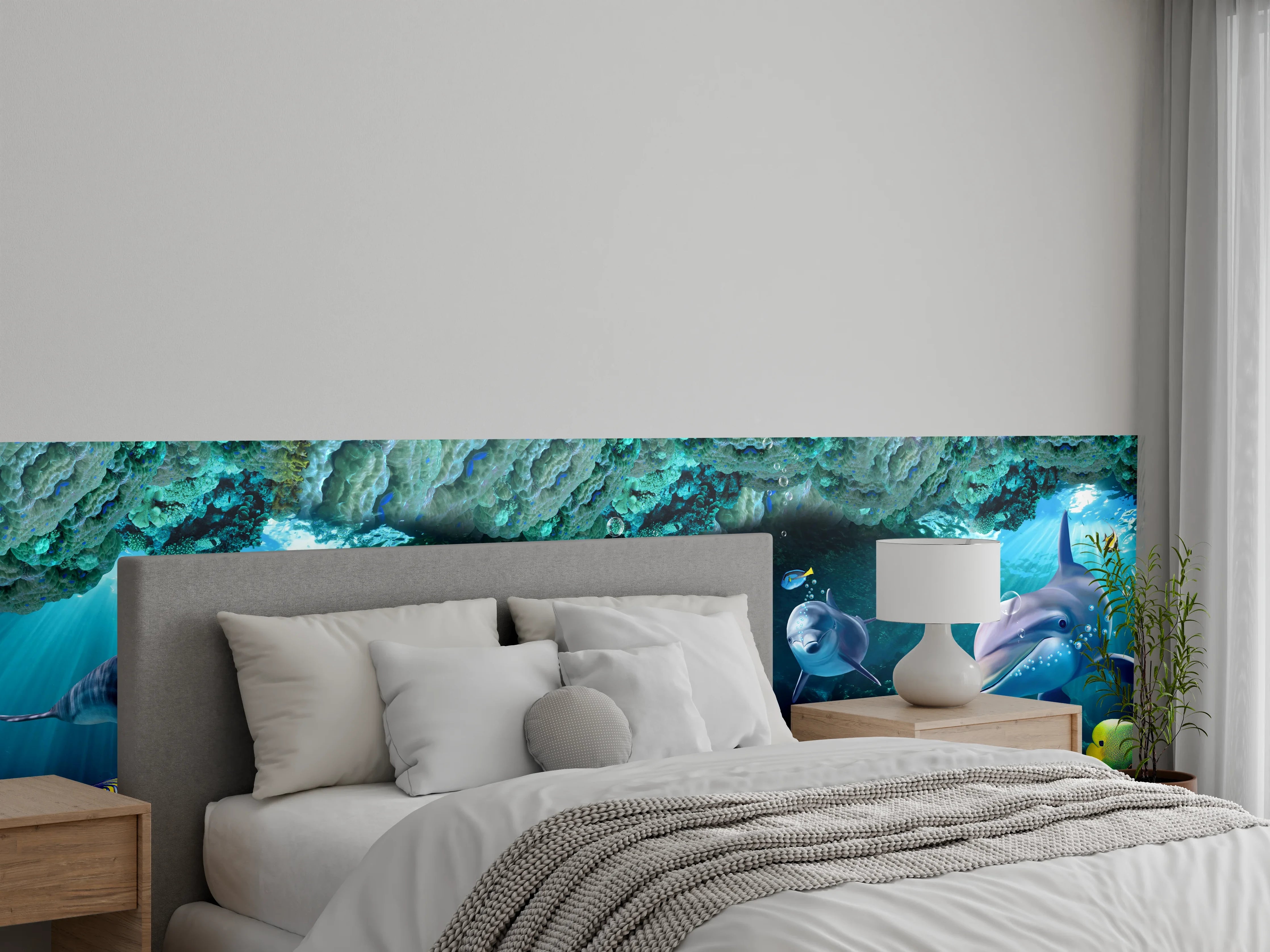 Wandverkleidung Schlafzimmer - Unterwasserwelt - Grafik