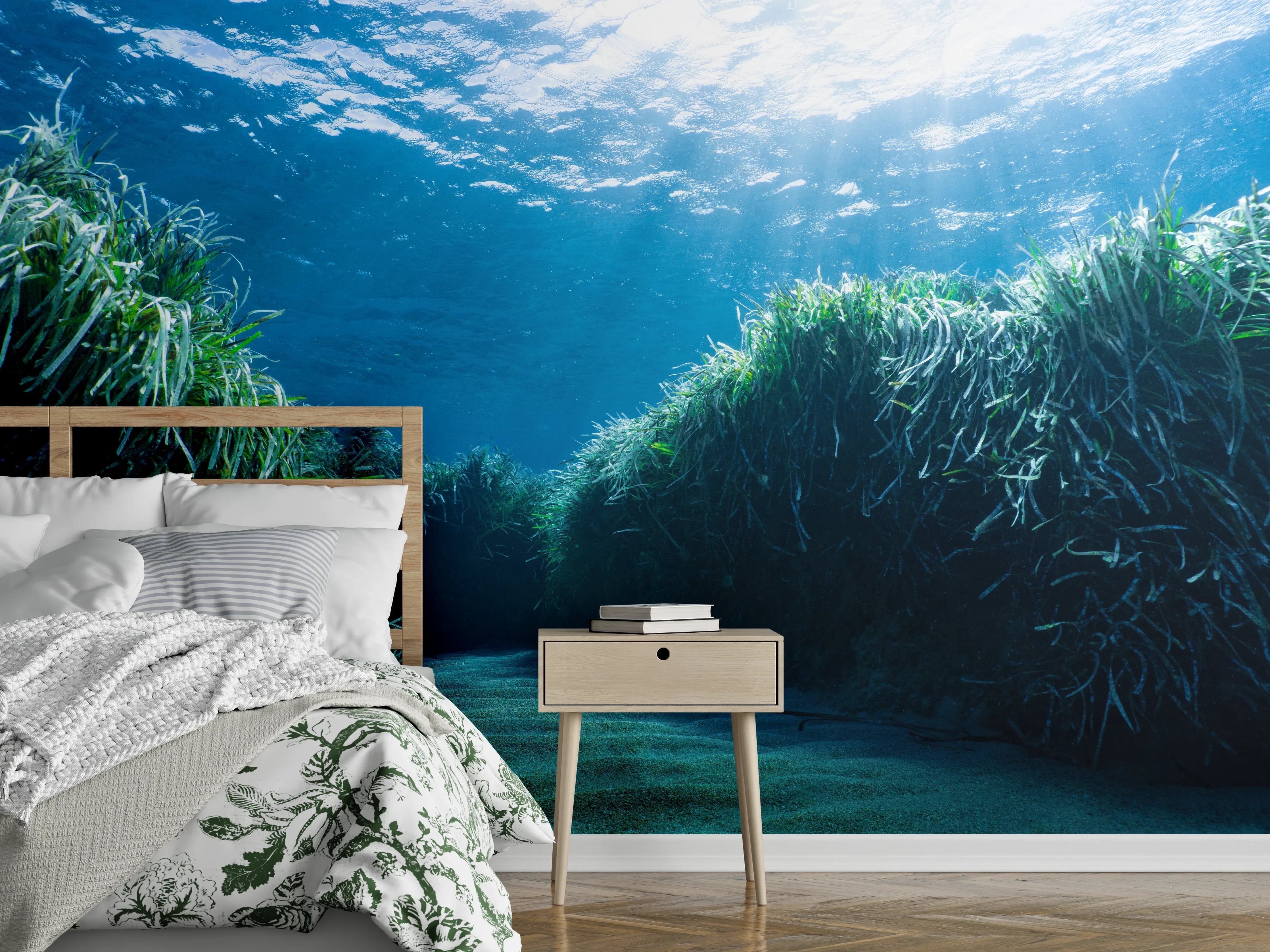 Wandverkleidung Schlafzimmer - Unterwasserwelt Seegras Ozean Harmonie