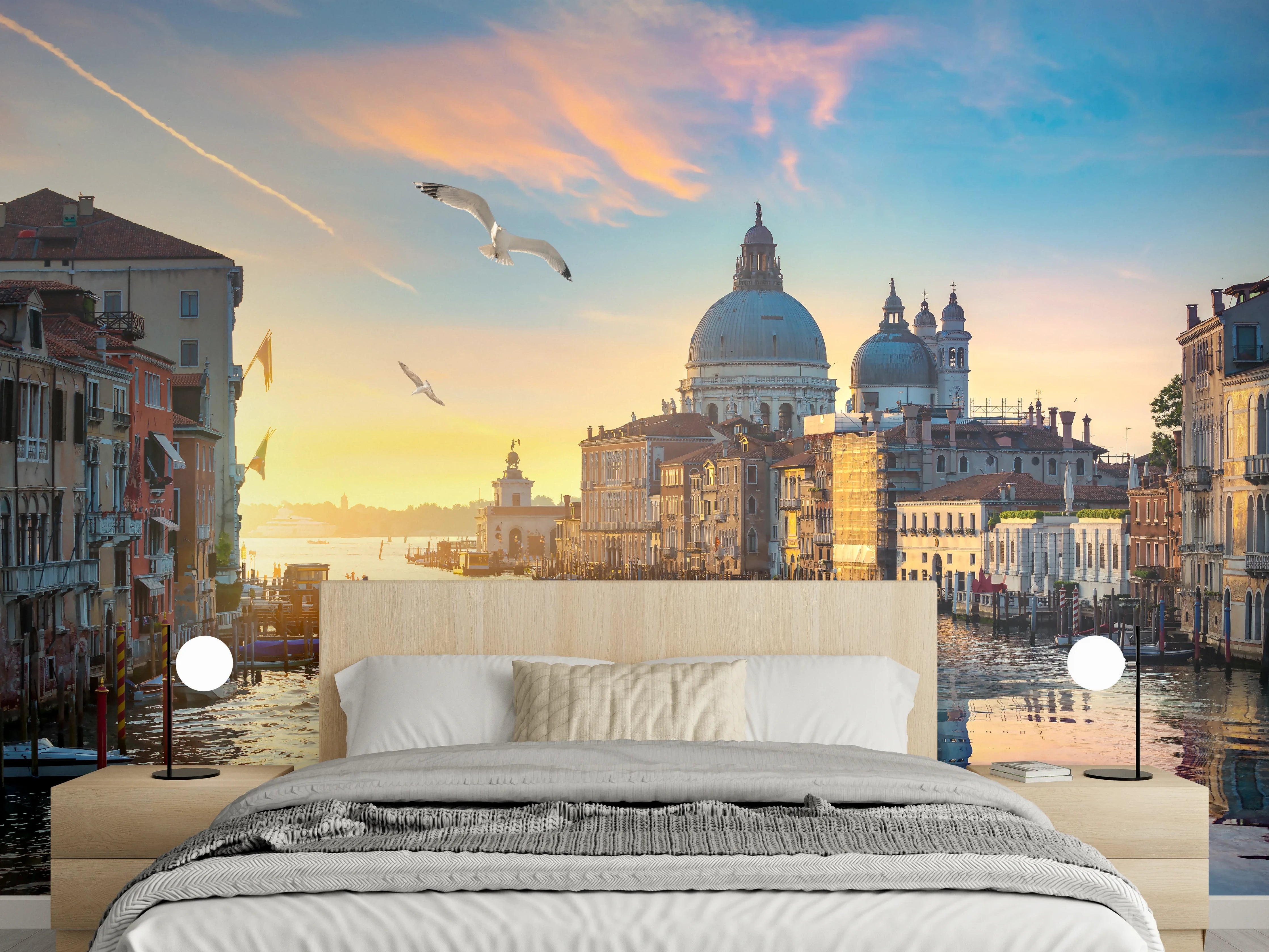 Wandverkleidung Schlafzimmer - Venedig Sonnenuntergang Wandbild