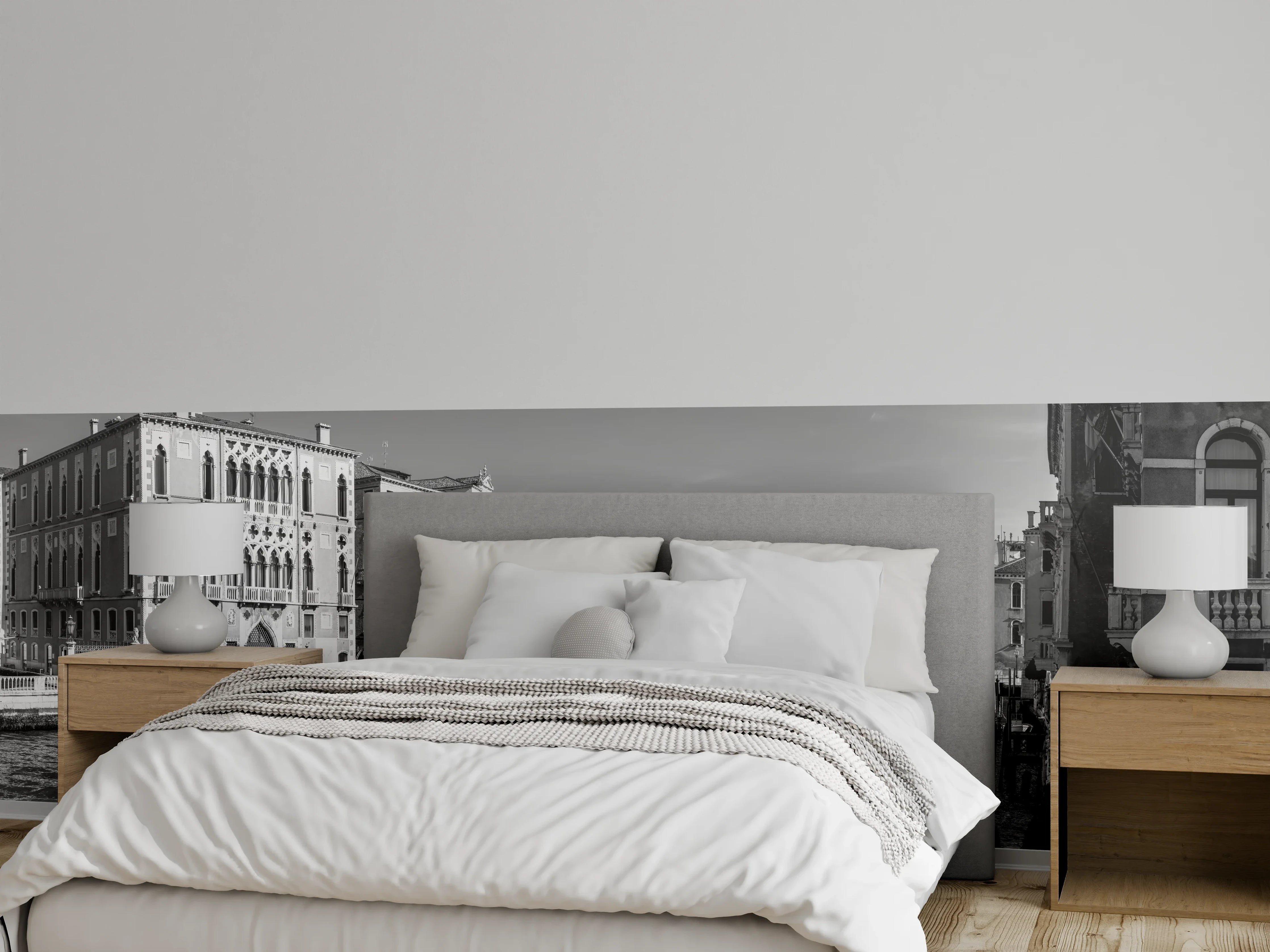 Wandverkleidung Schlafzimmer - Venedig in Schwarz und Weiß