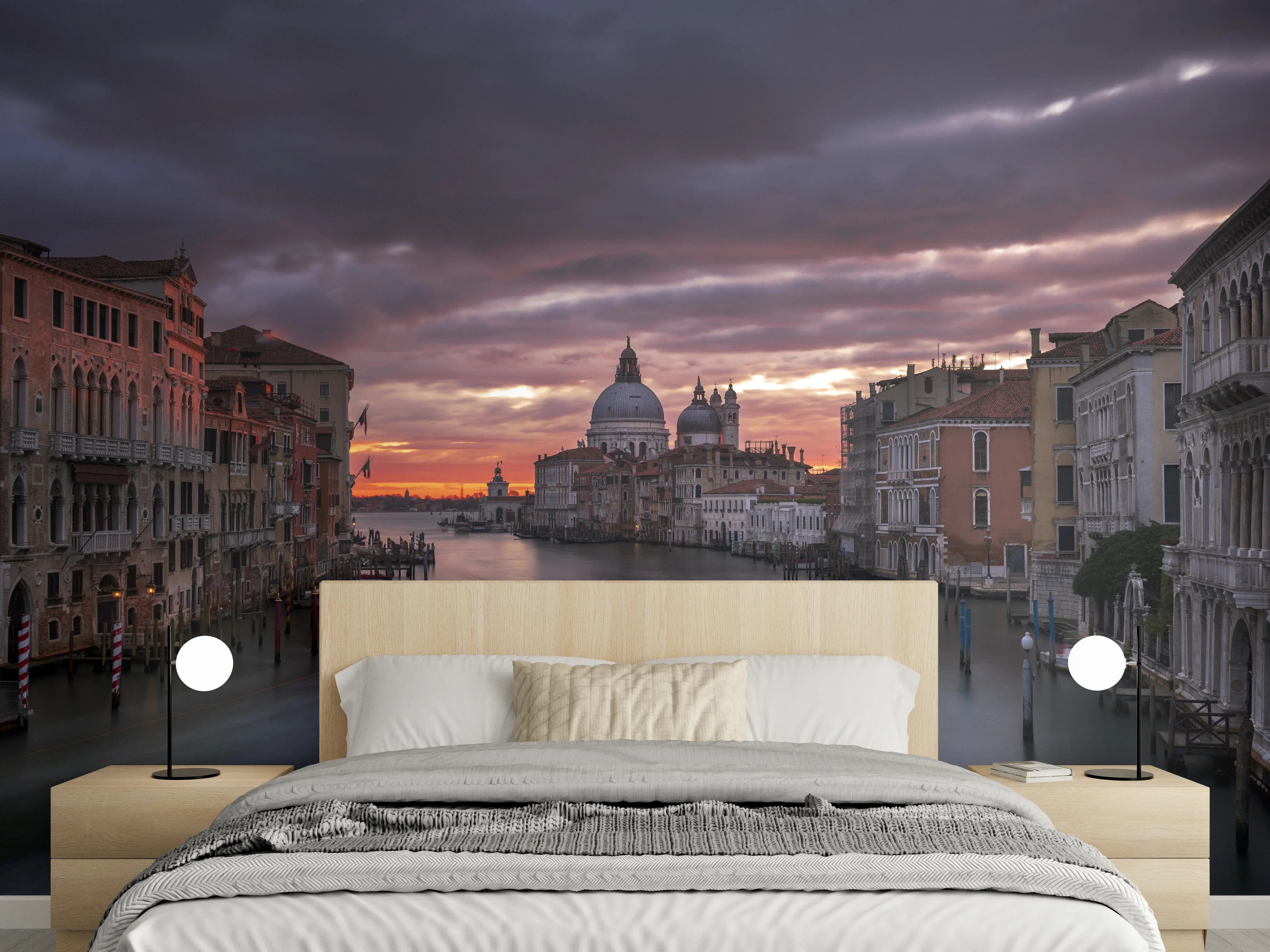 Wandverkleidung Schlafzimmer - Venetische Skyline bei Sonnenuntergang