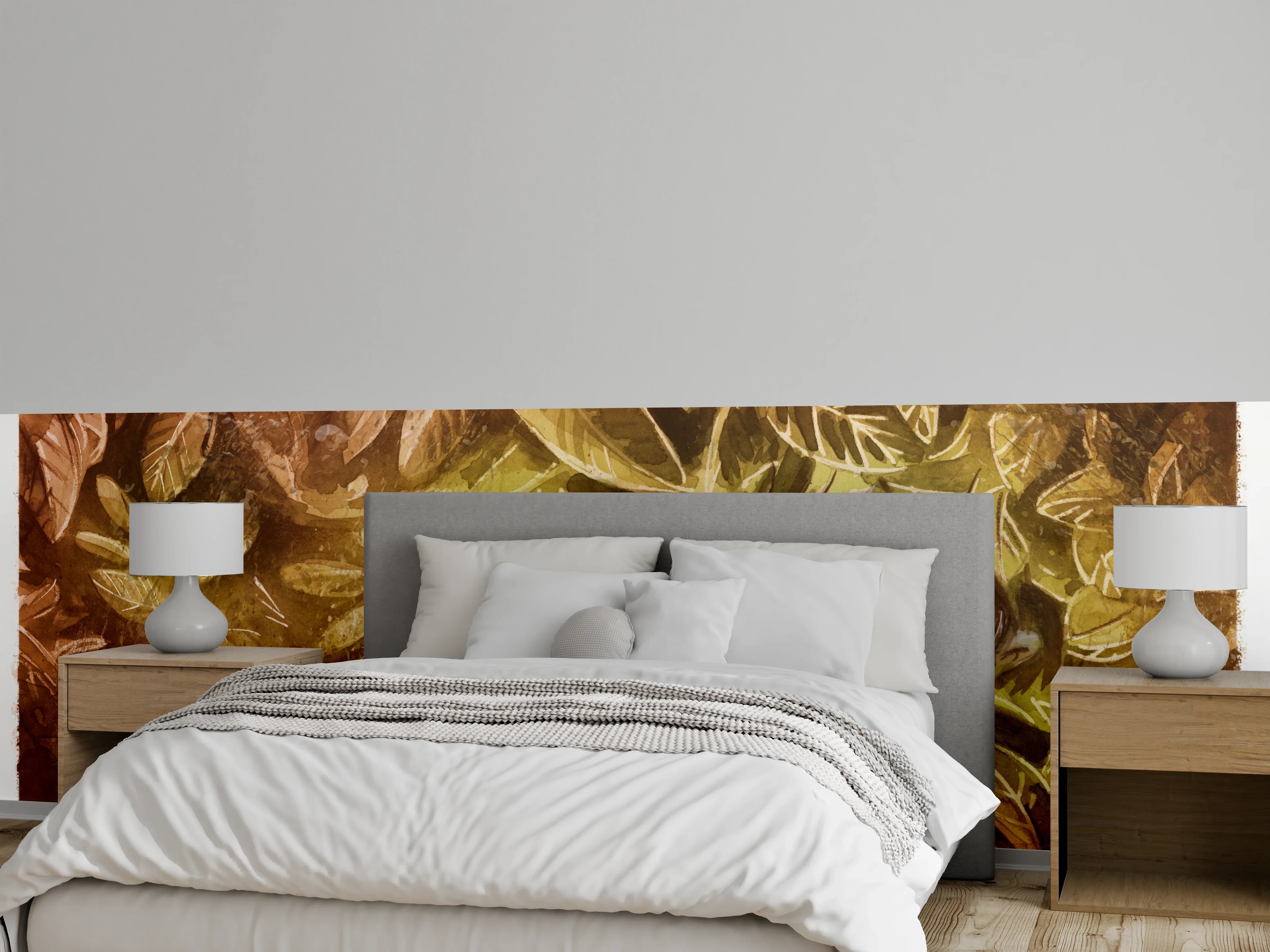 Wandverkleidung Schlafzimmer - Verspielte Kinder-Illustration im Blätterversteck