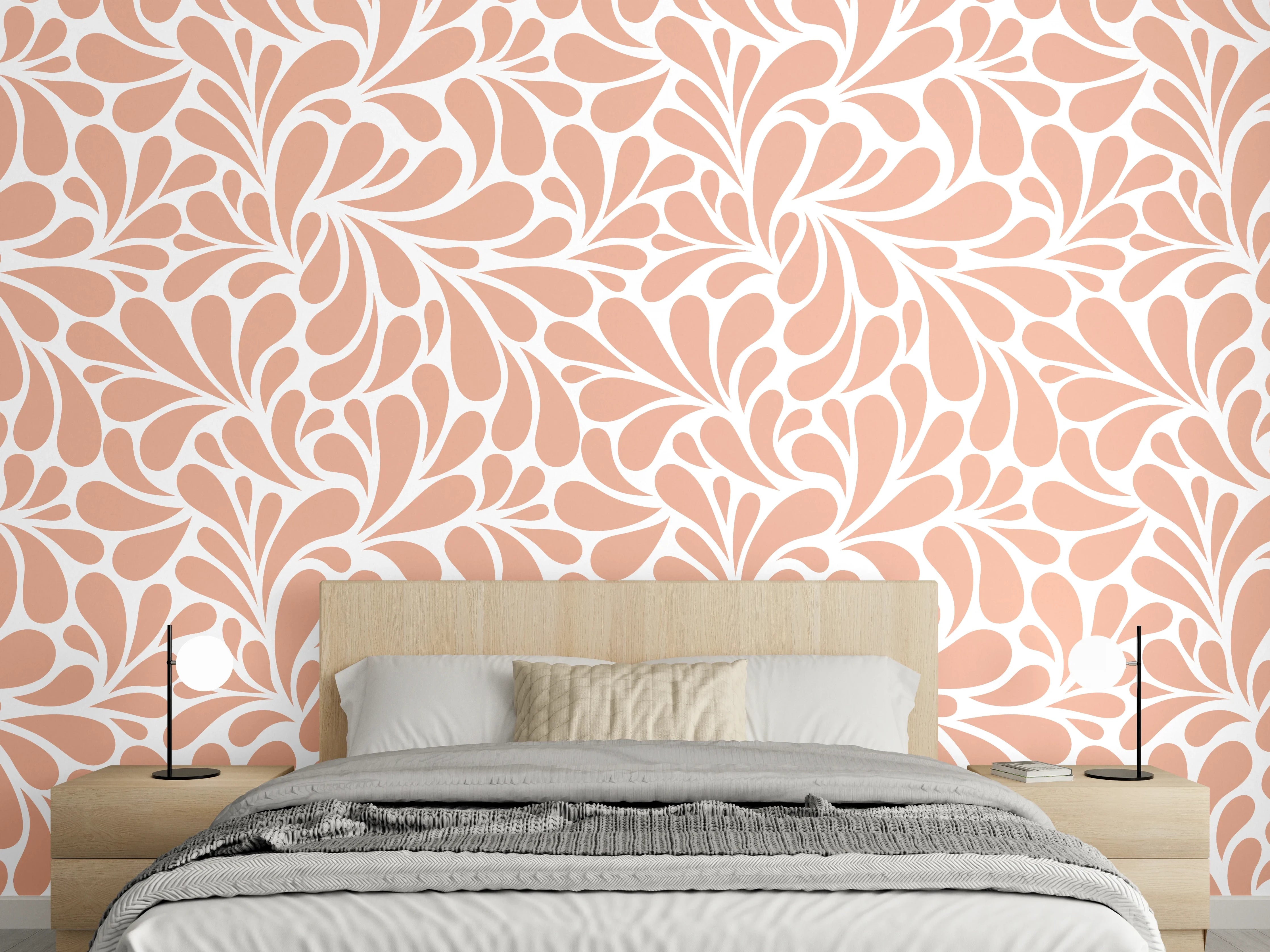 Wandverkleidung Schlafzimmer - Verspieltes Ornamente-Muster in Terrakotta