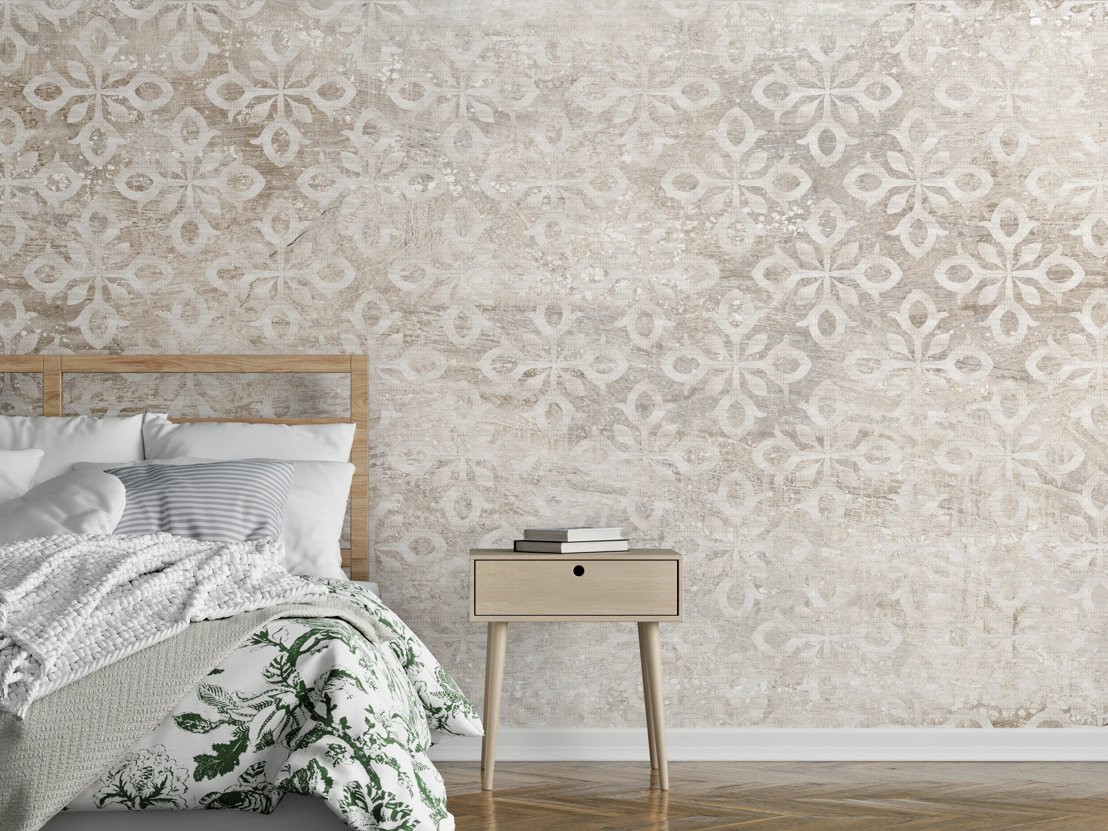 Wandverkleidung Schlafzimmer - Verunreinigtes Ornament Muster
