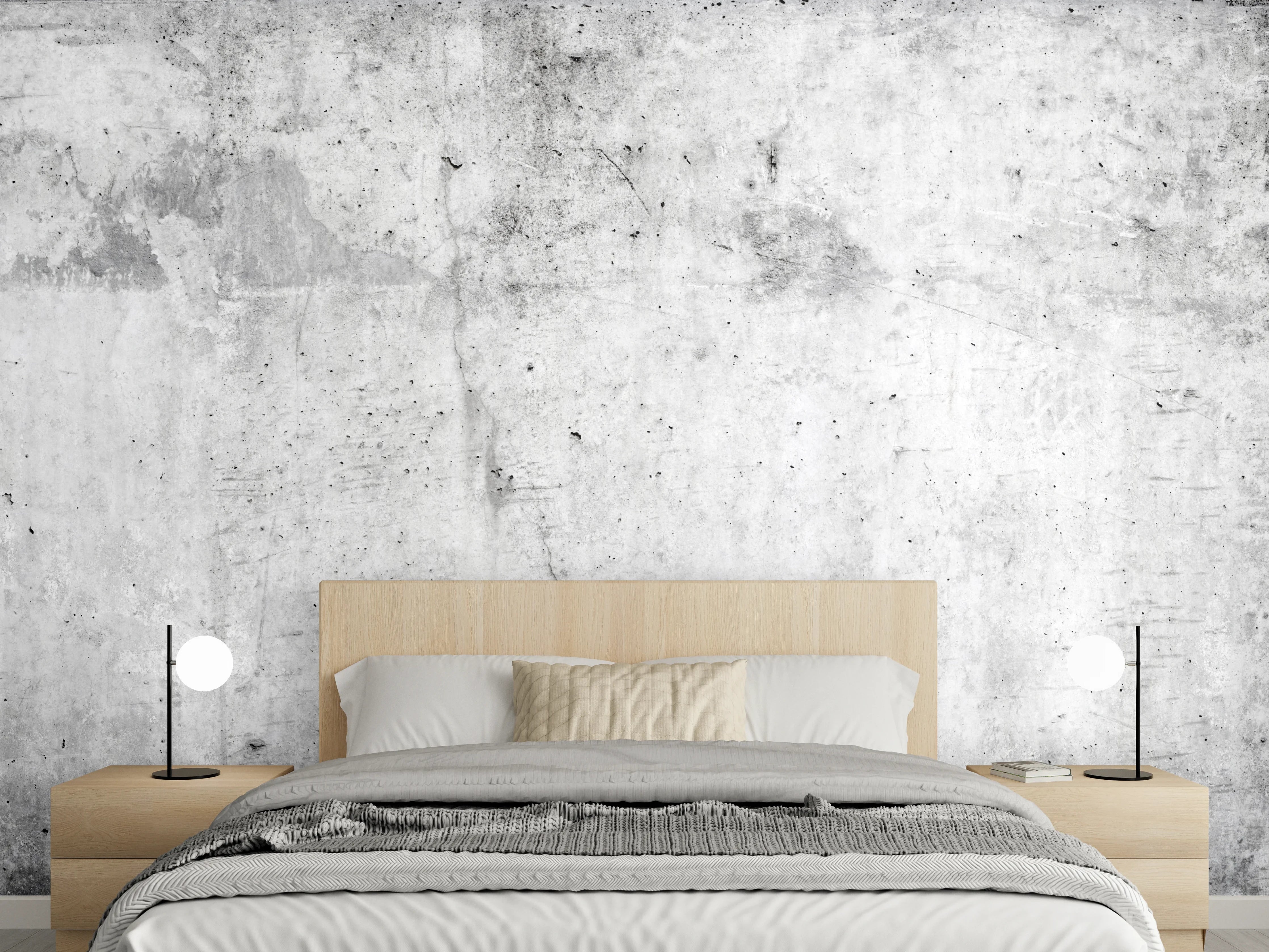 Wandverkleidung Schlafzimmer - Verwitterte weiße Betonwandtextur