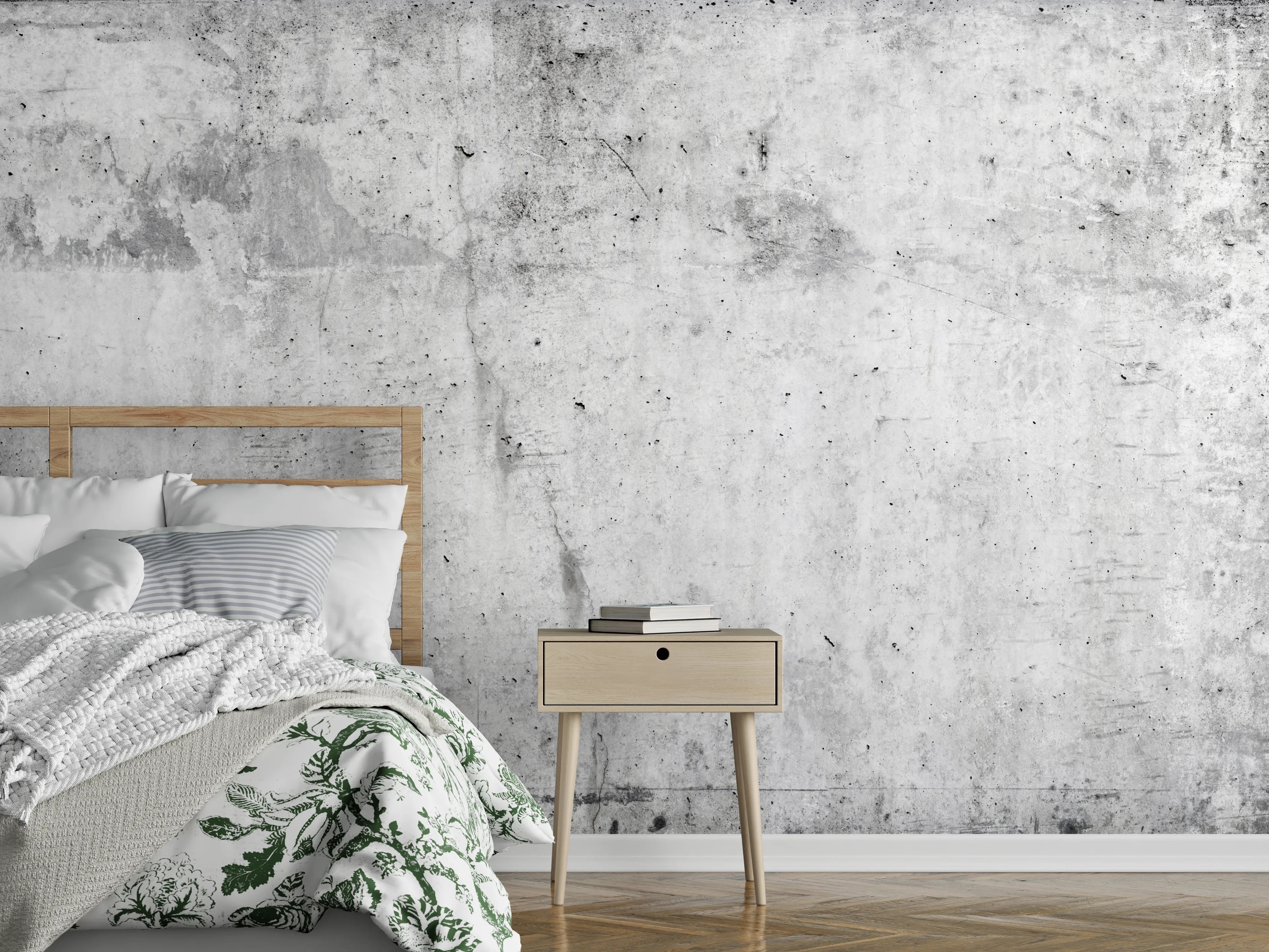 Wandverkleidung Schlafzimmer - Verwitterte weiße Betonwandtextur
