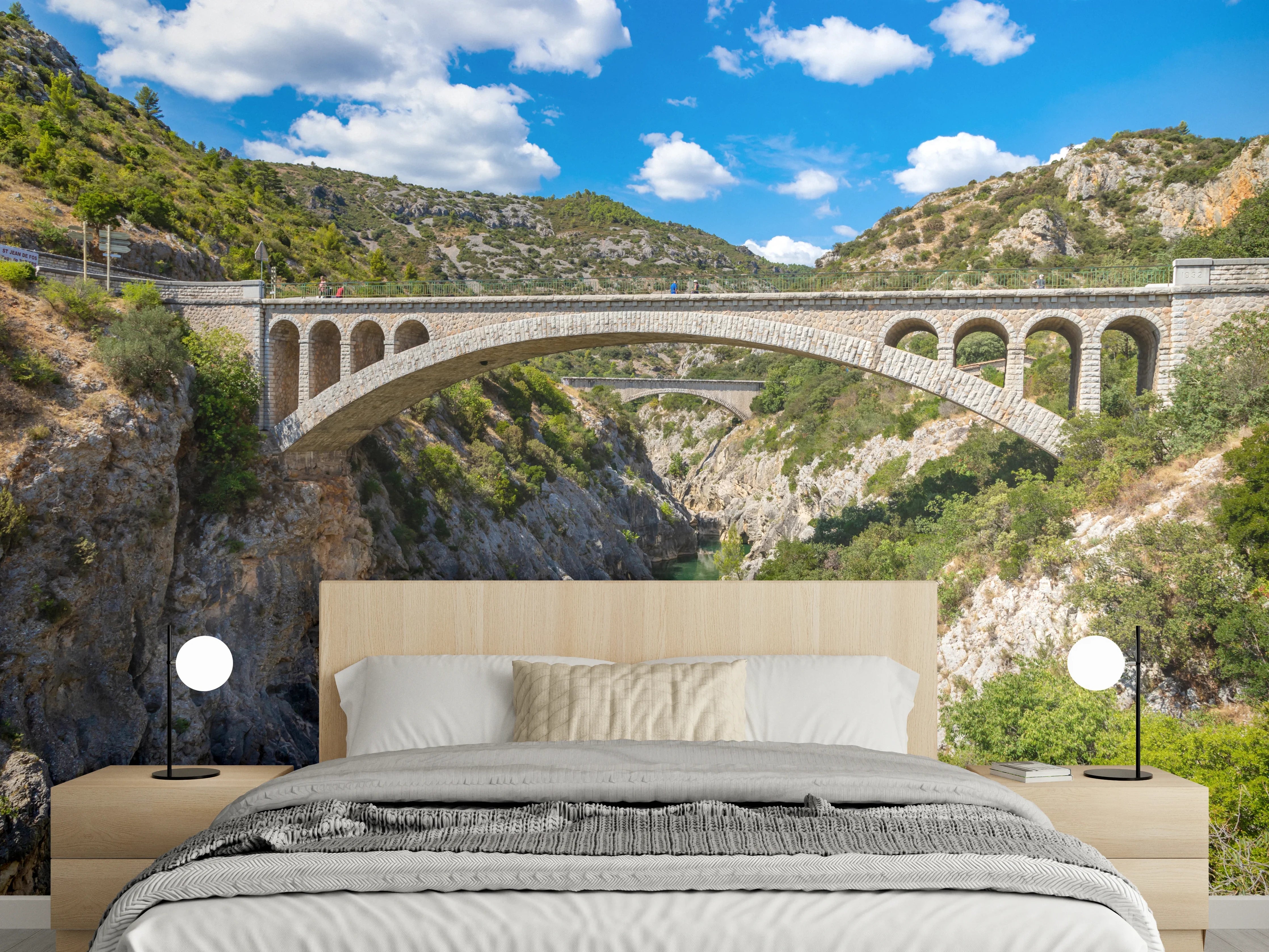 Wandverkleidung Schlafzimmer - Viadukt-Brücke über grüne Schlucht