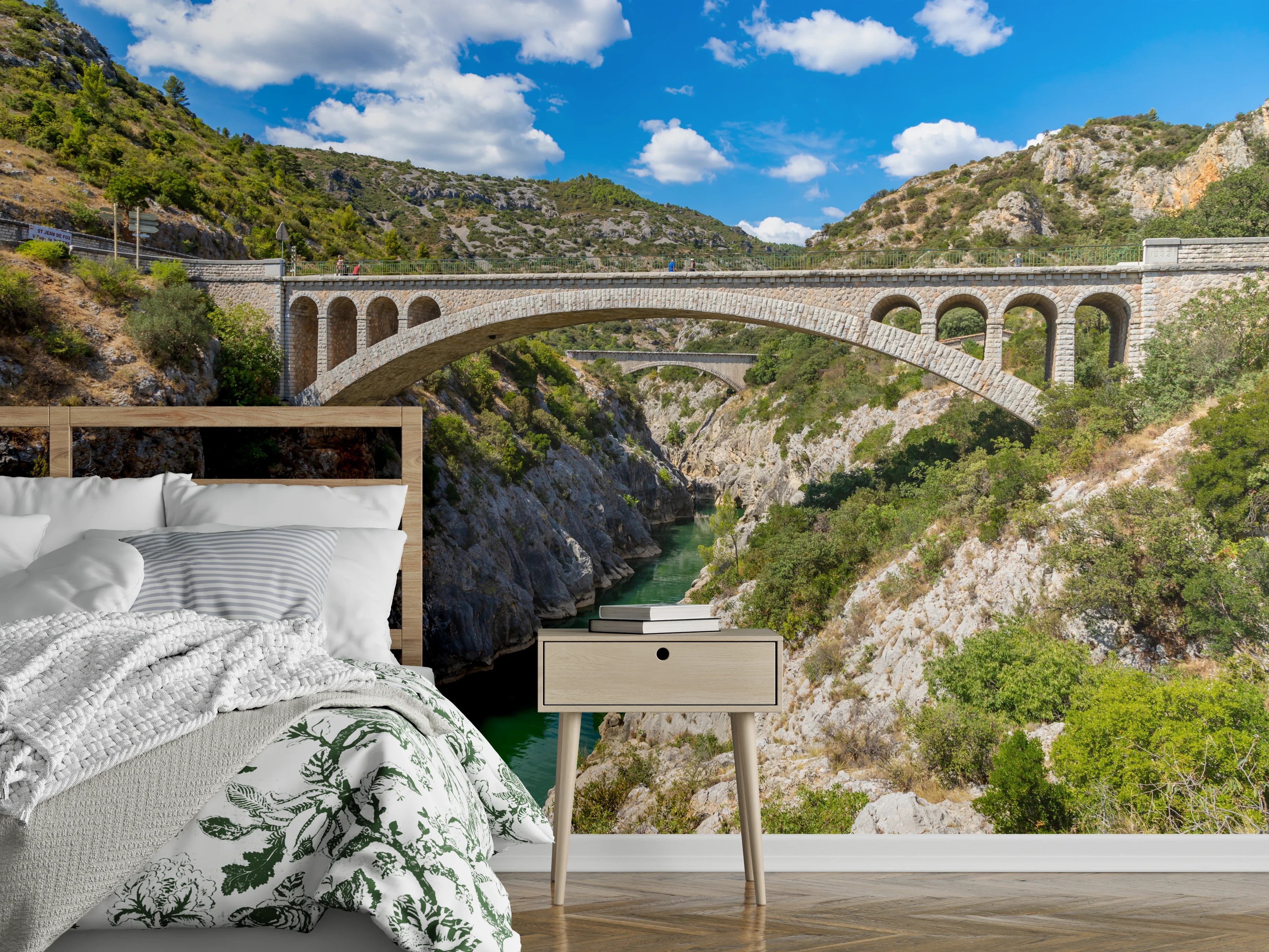 Wandverkleidung Schlafzimmer - Viadukt-Brücke über grüne Schlucht