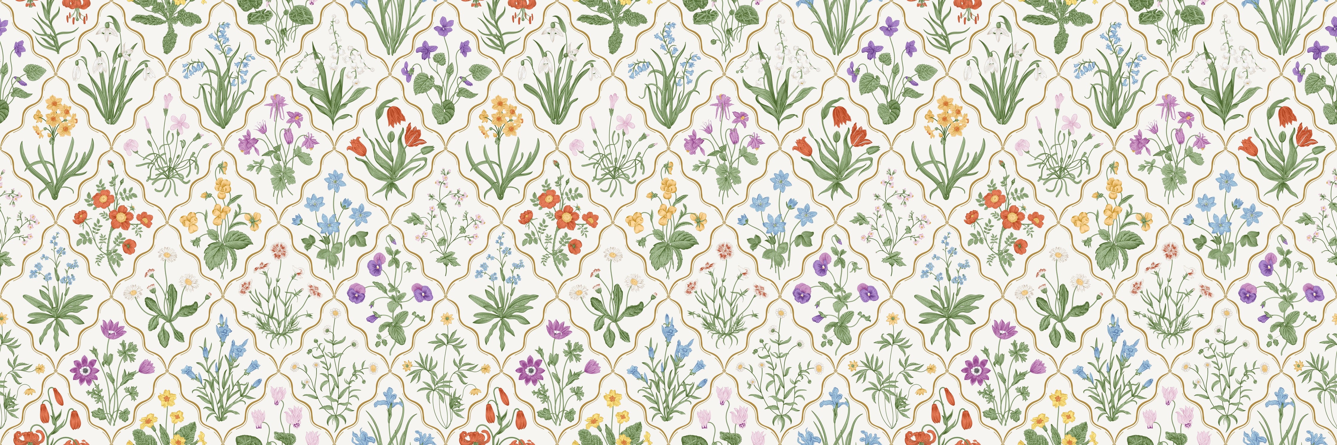 Wandverkleidung Schlafzimmer-Vintage Bloom Blumen-Tapete Beige-Grün