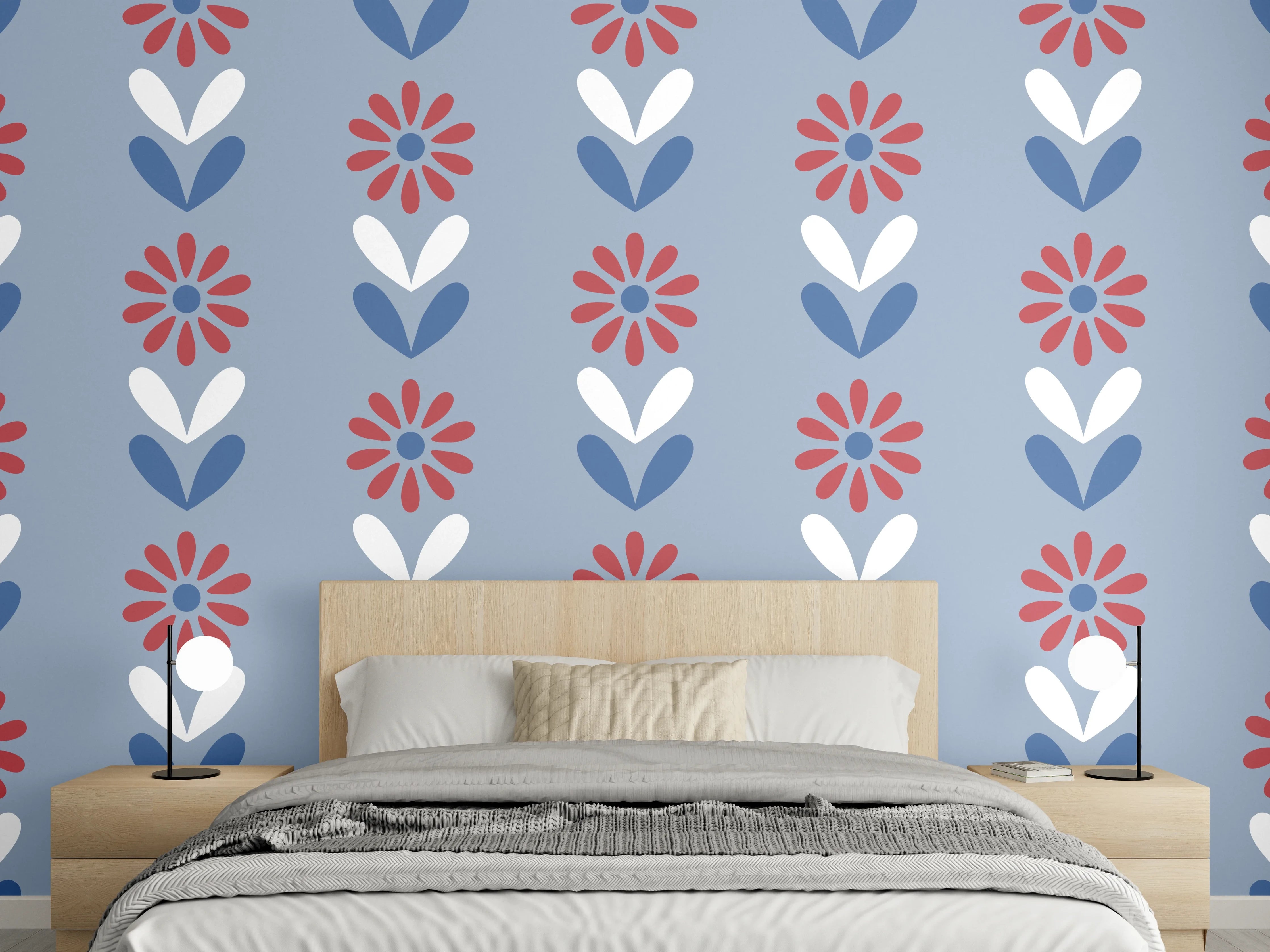 Wandverkleidung Schlafzimmer - Vintage Bloom Gänseblümchen Tapete