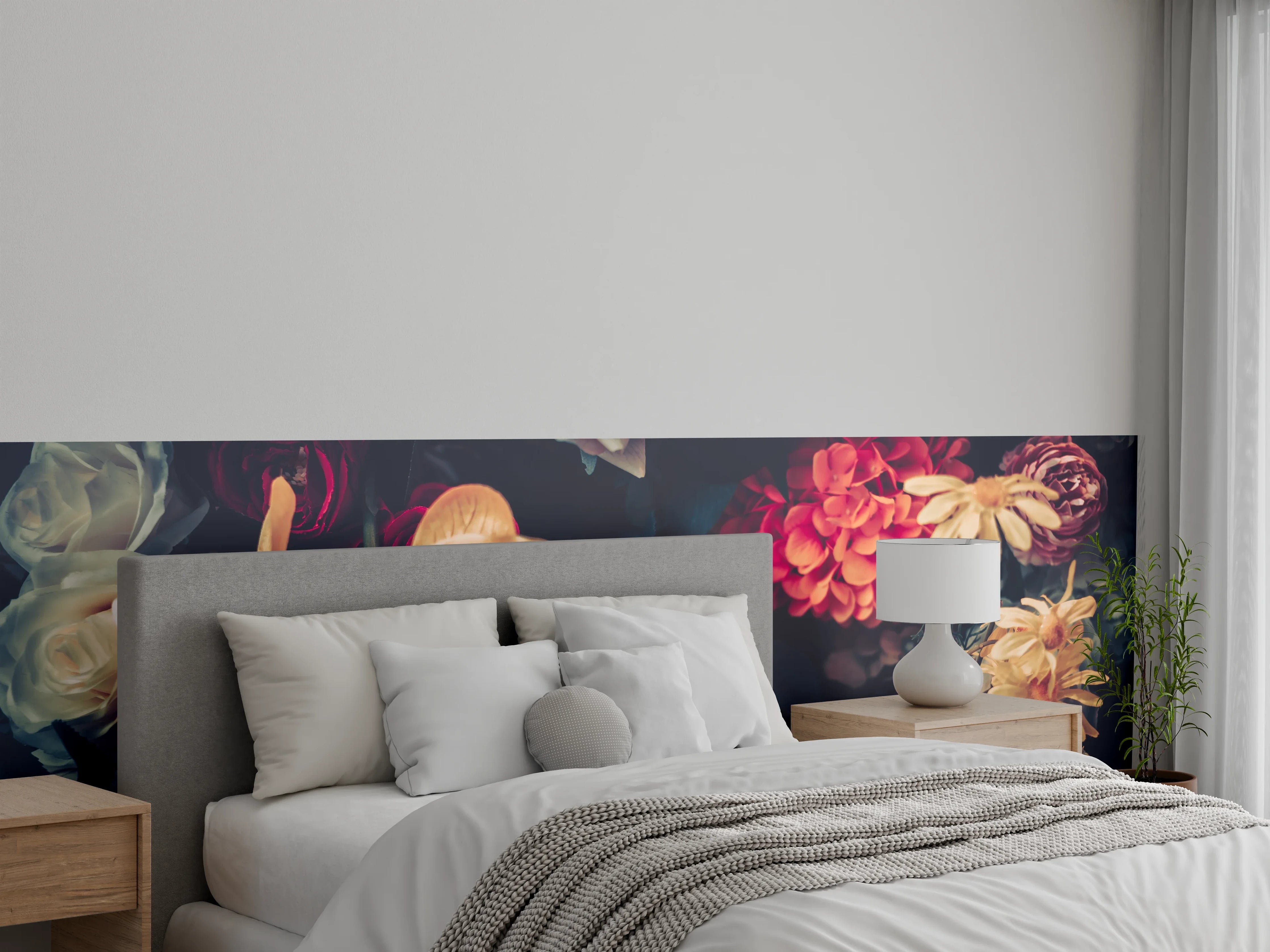 Wandverkleidung Schlafzimmer - Vintage Blumen Arrangement Fotokunst