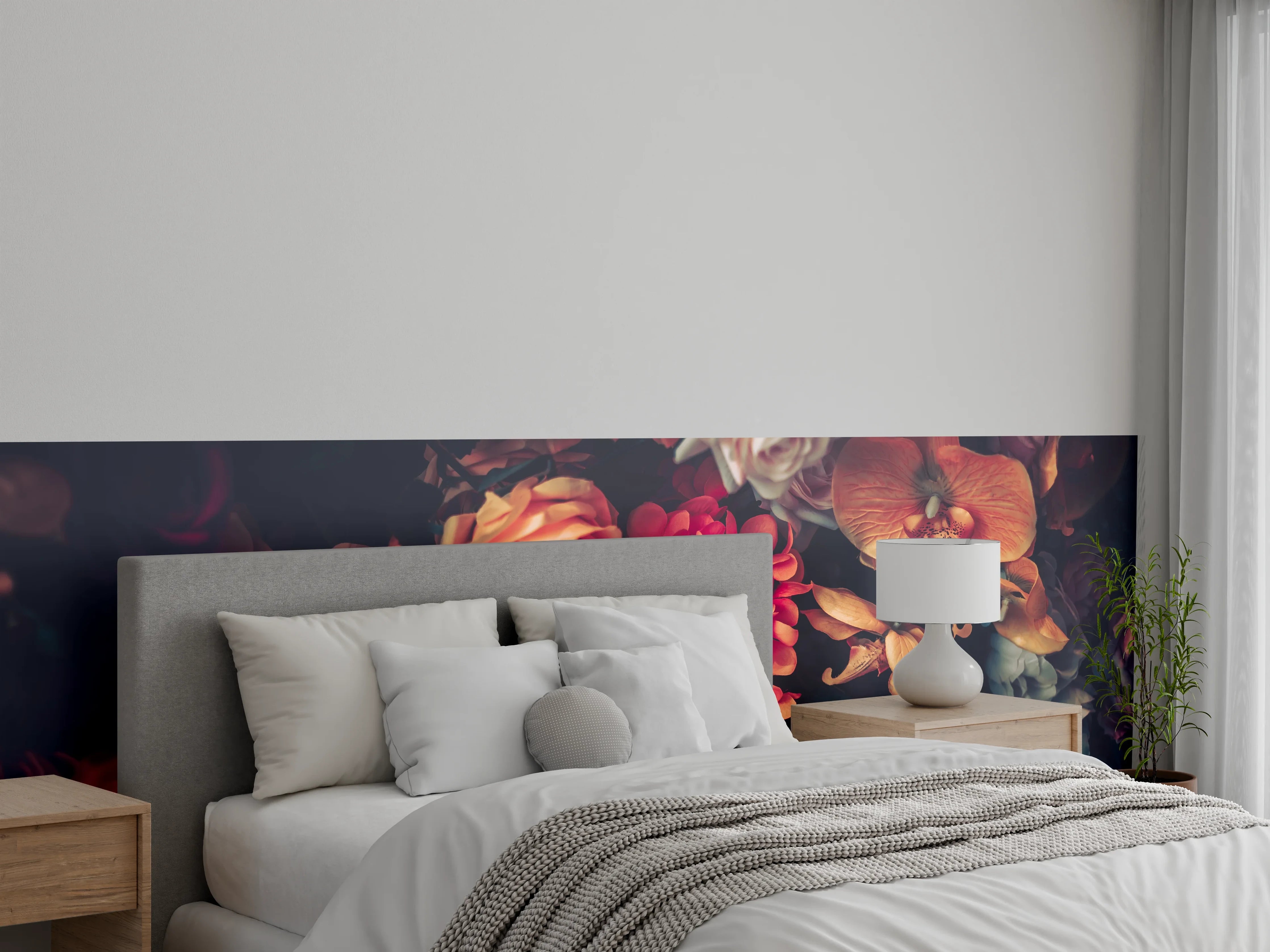 Wandverkleidung Schlafzimmer - Vintage Blumen Stillleben Wandbild