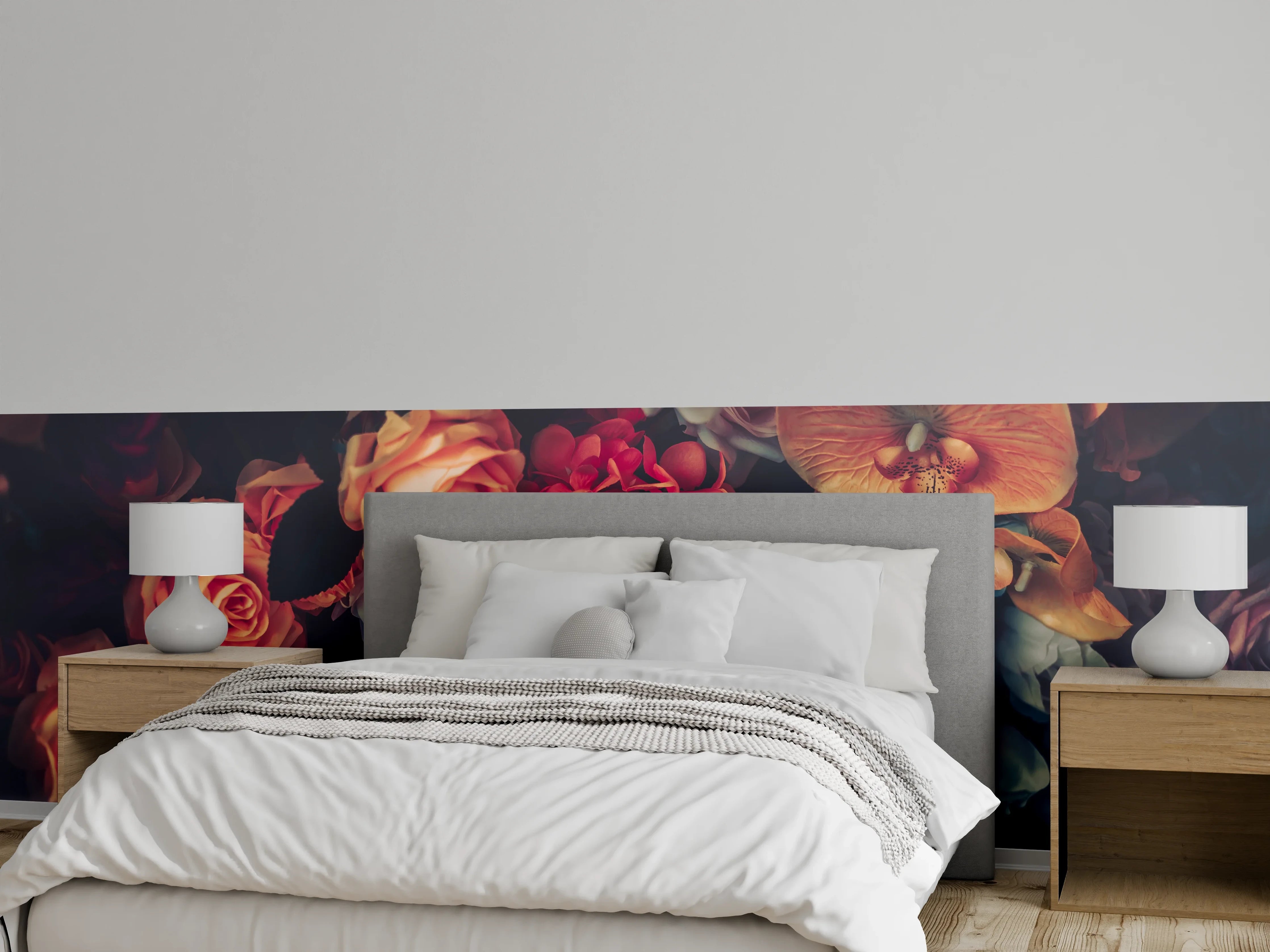 Wandverkleidung Schlafzimmer - Vintage Blumen Stillleben Wandbild