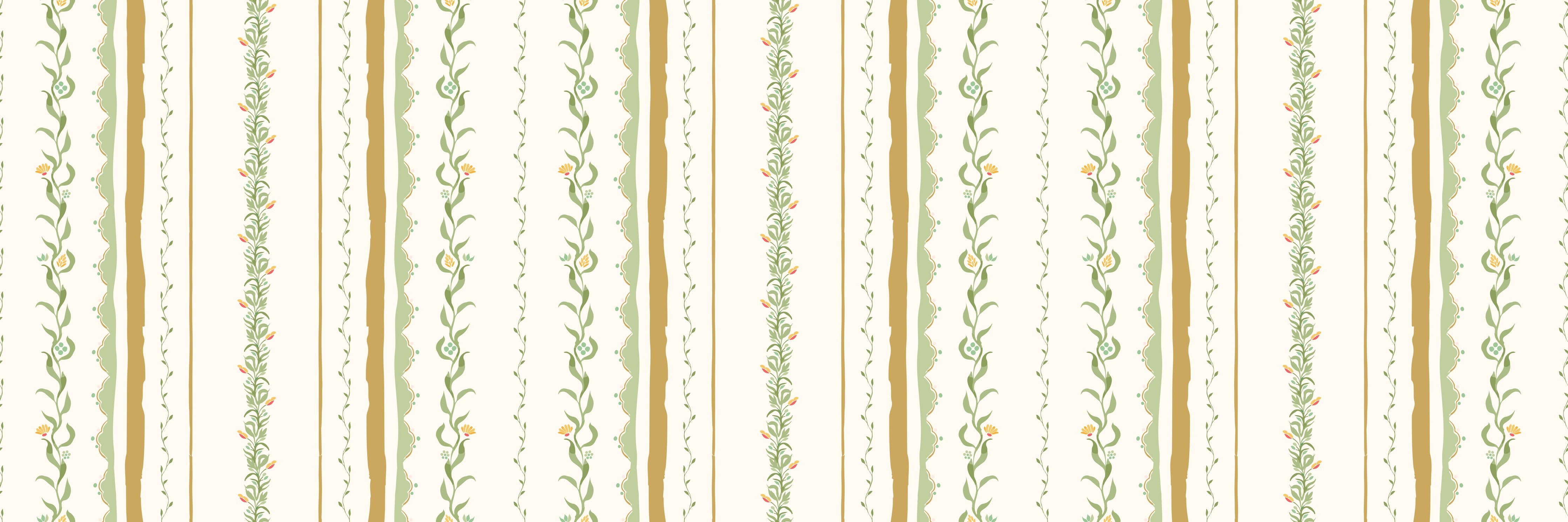 Wandverkleidung Schlafzimmer-Vintage-Blumen Tapete Beige-Grün