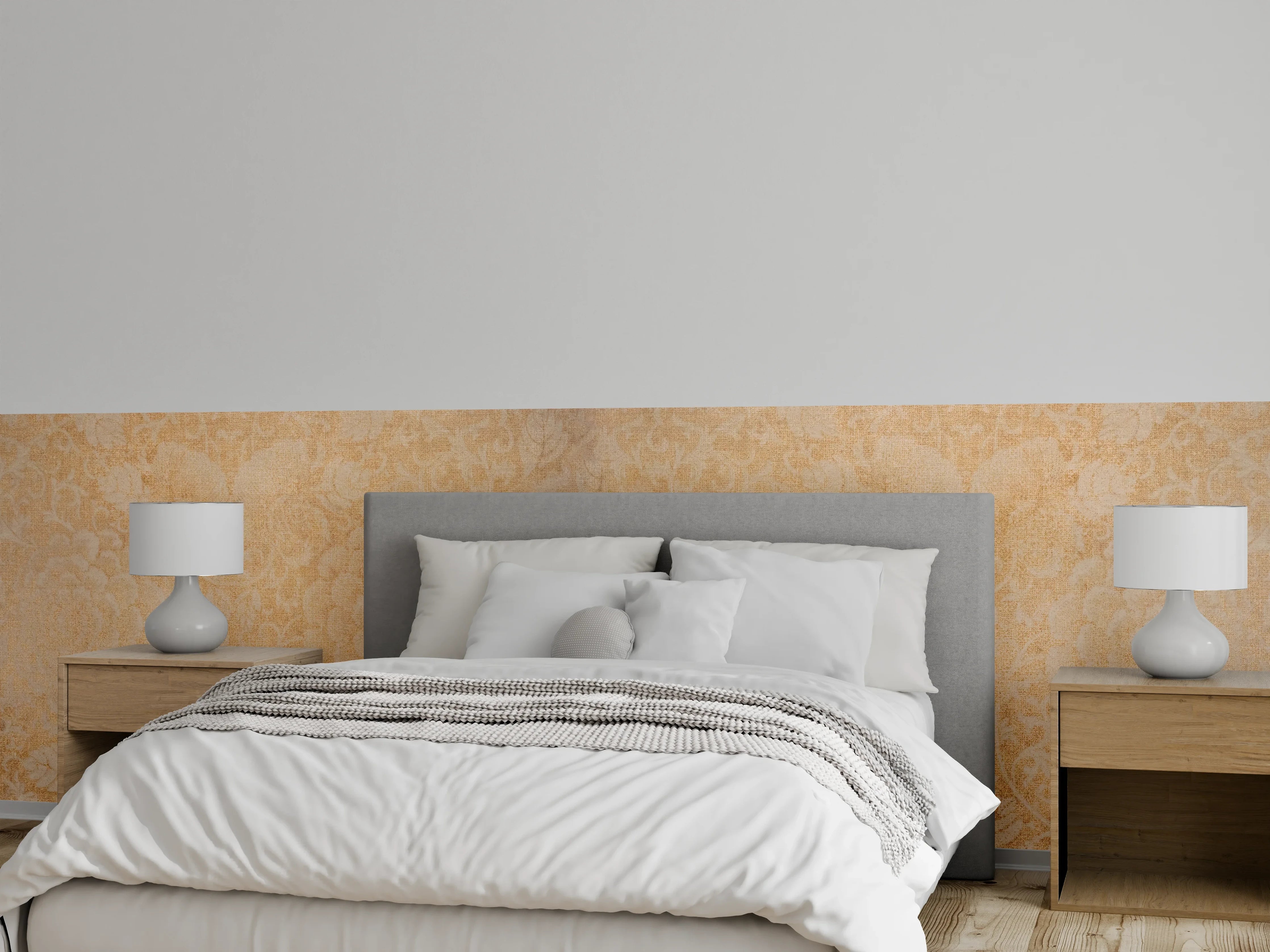 Wandverkleidung Schlafzimmer - Vintage Blumenmuster Fliesenbeige
