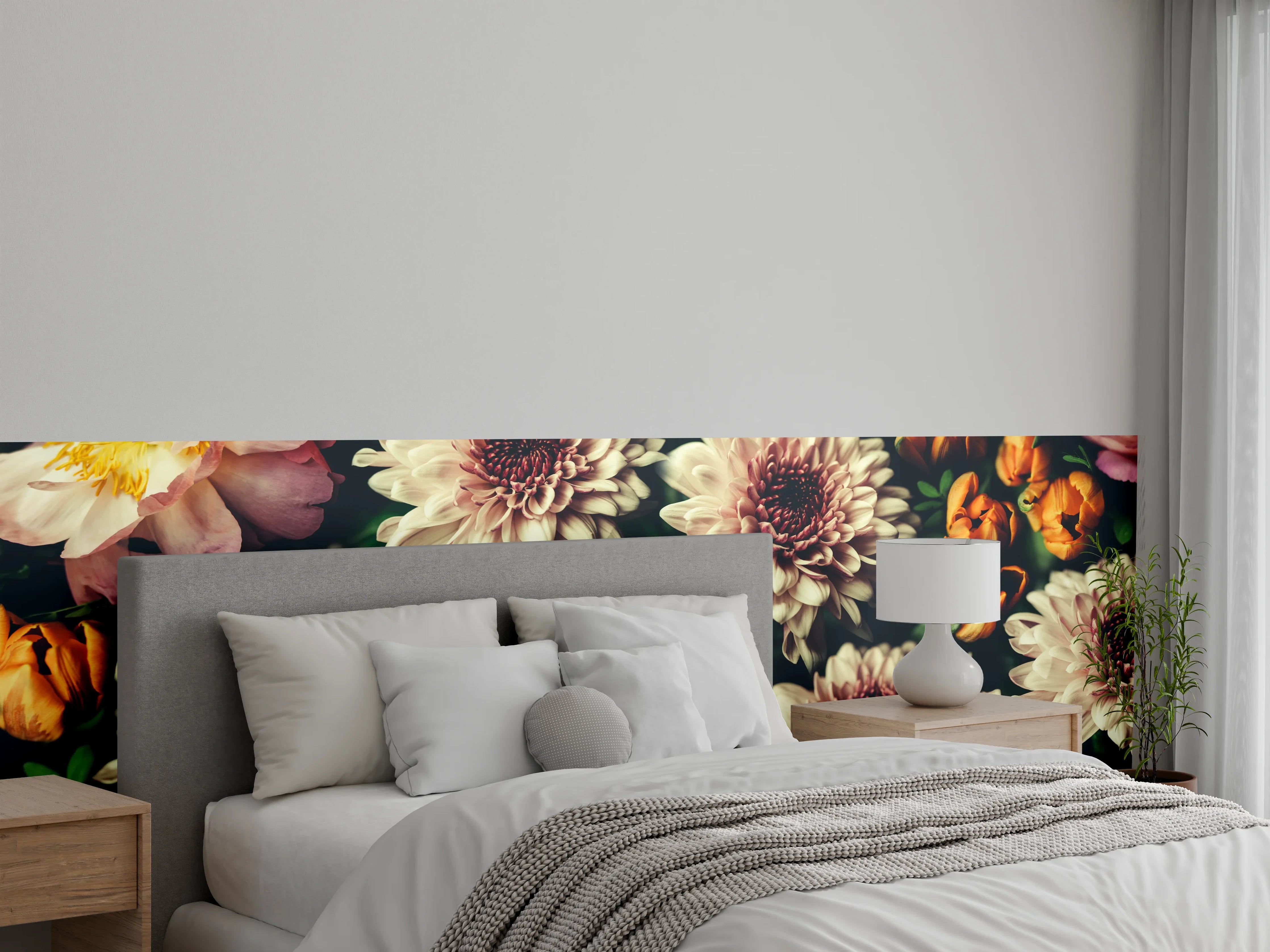 Wandverkleidung Schlafzimmer - Vintage-Bouquet mit schönen Blumen