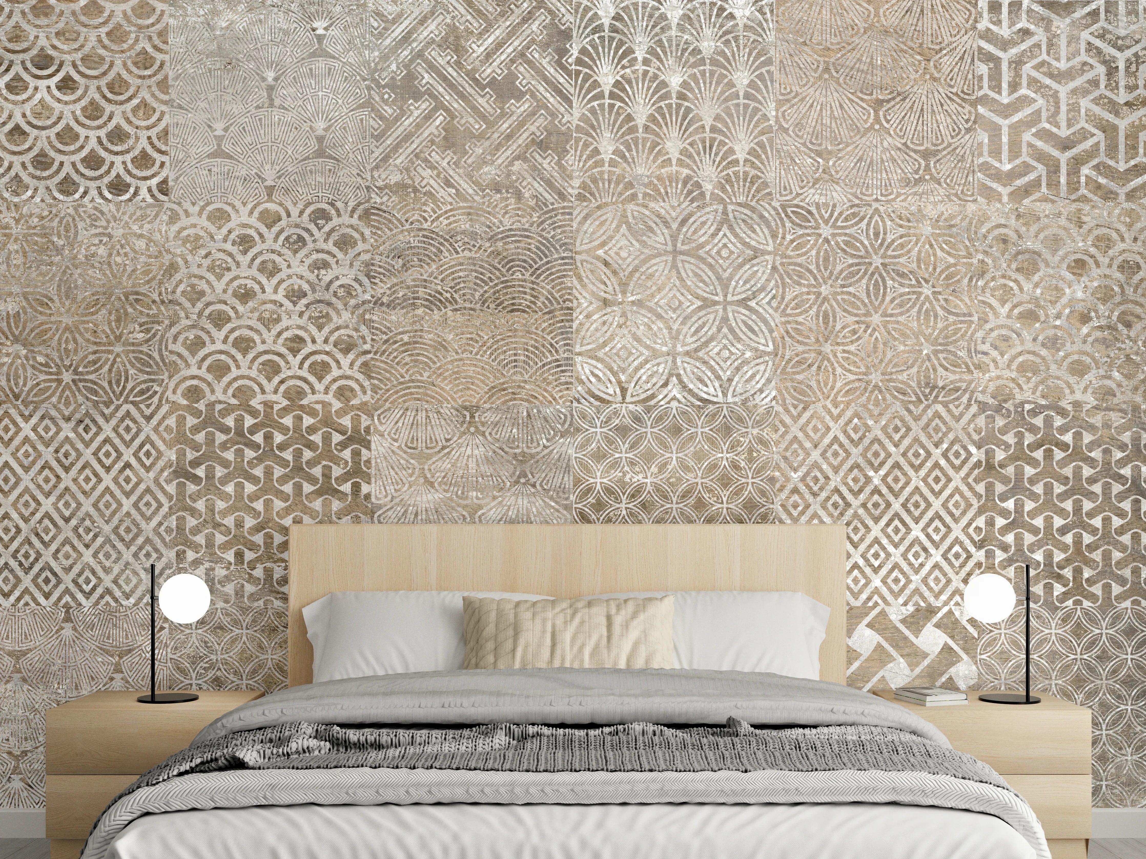 Wandverkleidung Schlafzimmer - Vintage-Fliesenmuster