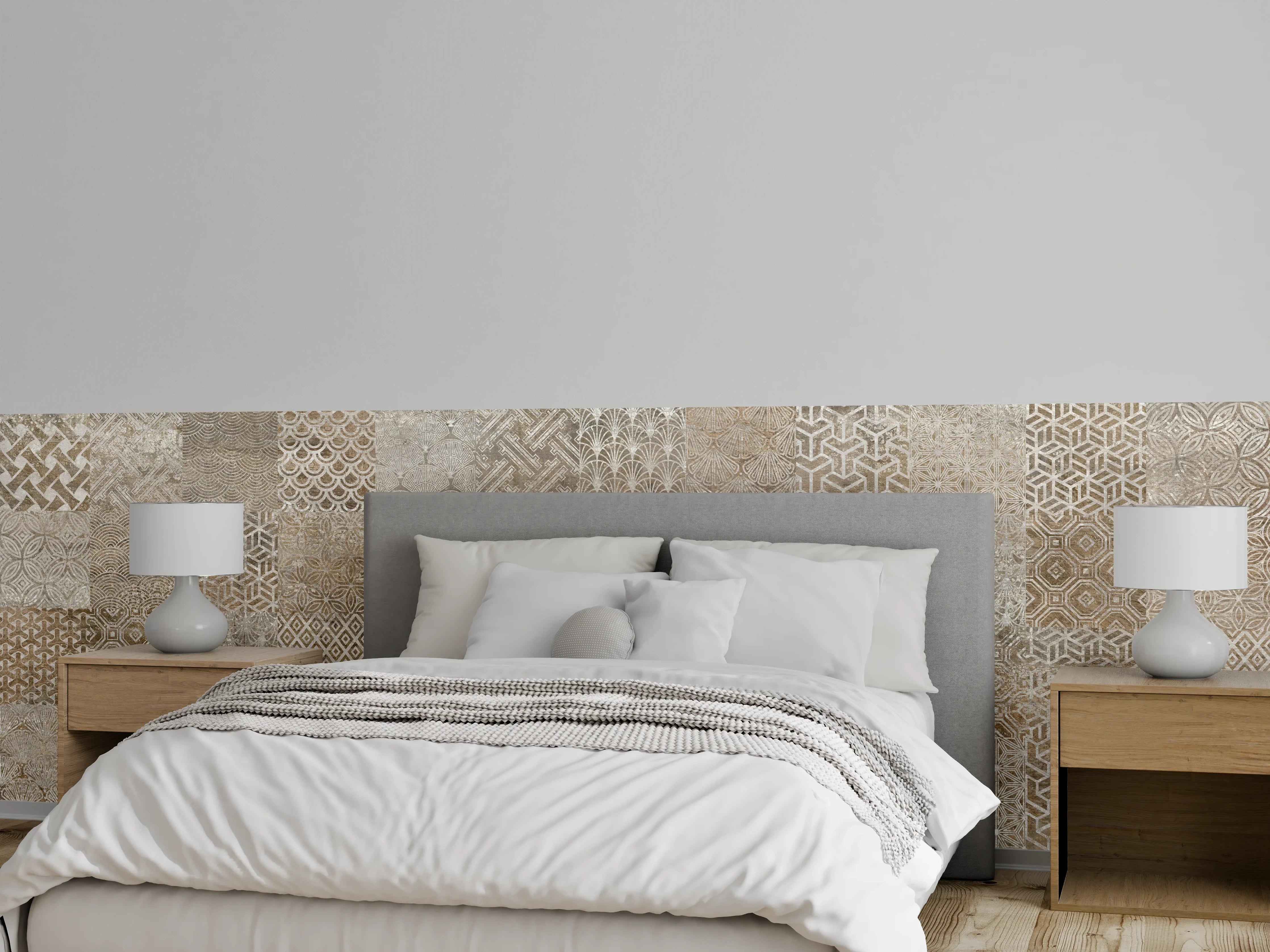 Wandverkleidung Schlafzimmer - Vintage-Fliesenmuster