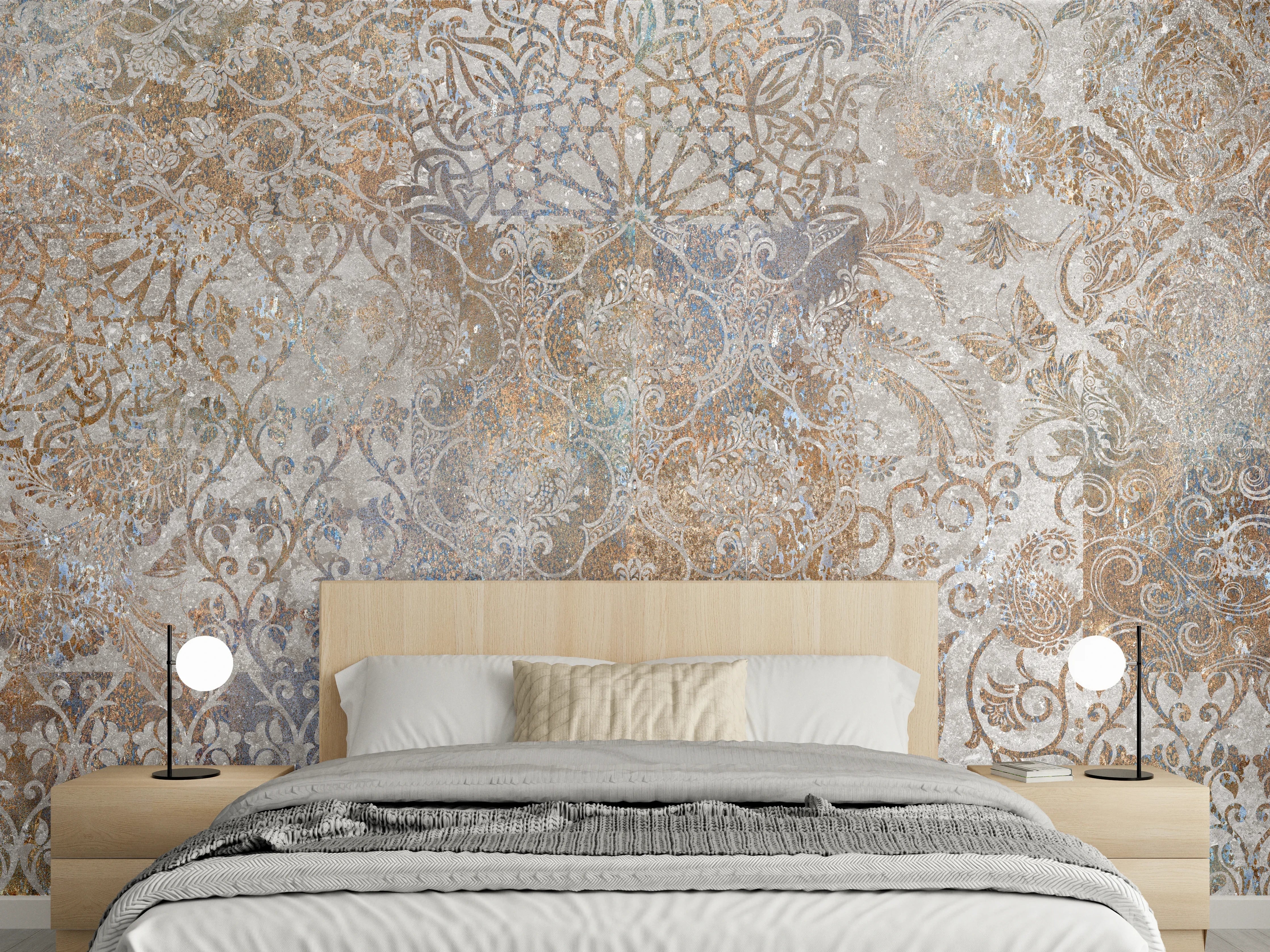 Wandverkleidung Schlafzimmer - Vintage Florales Design