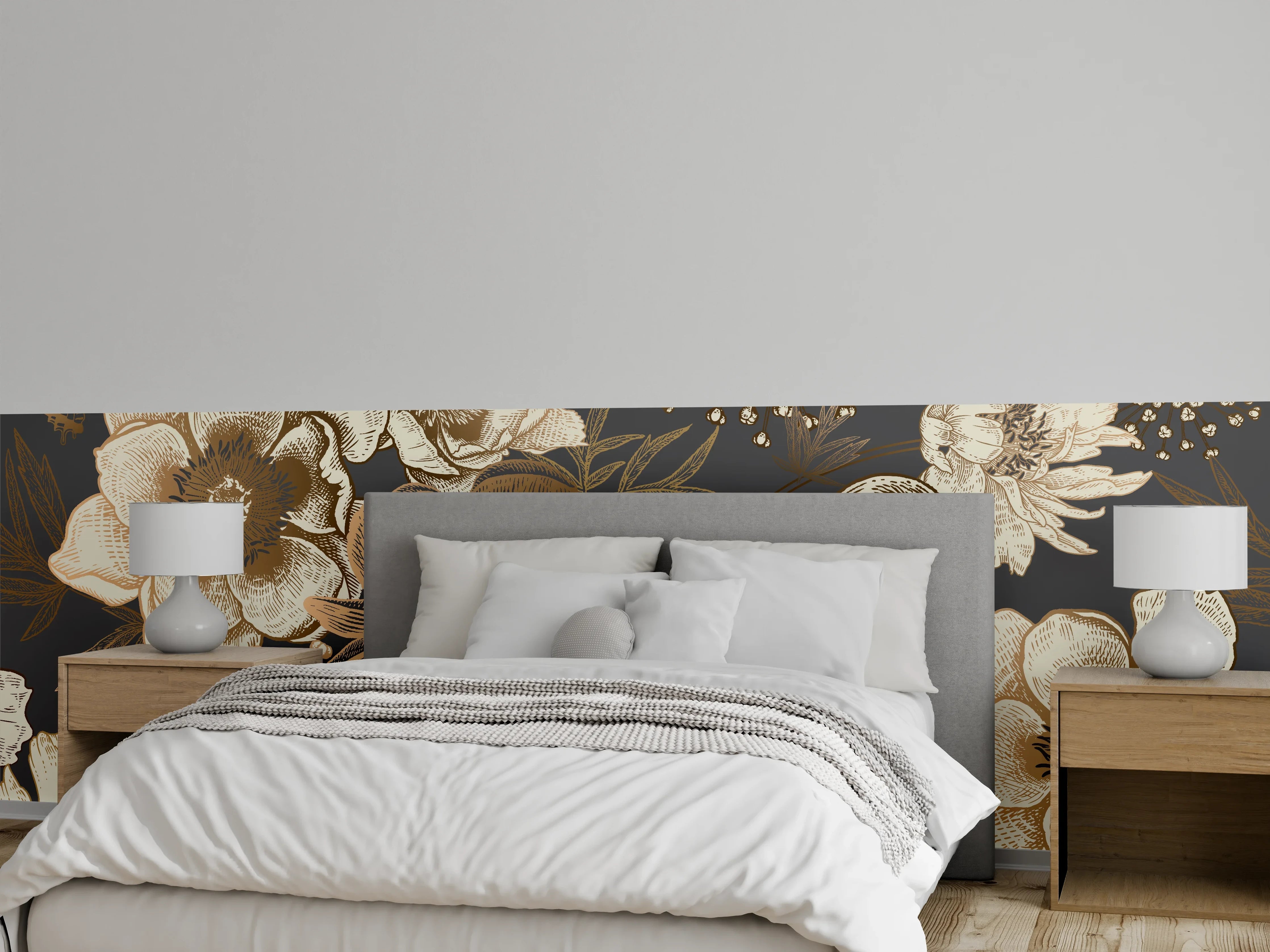 Wandverkleidung Schlafzimmer - Vintage Goldbraun Pfauenmuster
