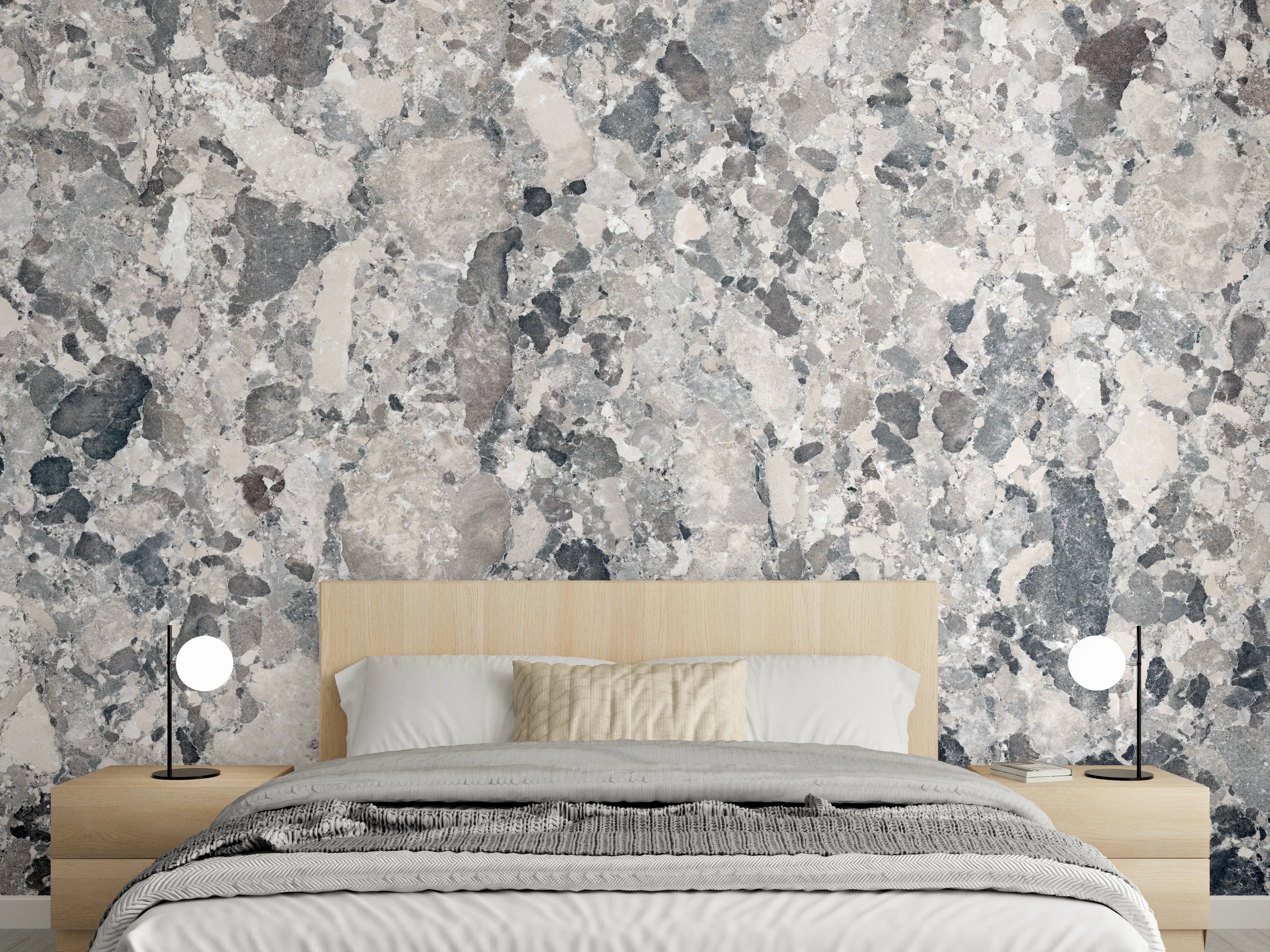 Wandverkleidung Schlafzimmer - Vintage Granit-Textur