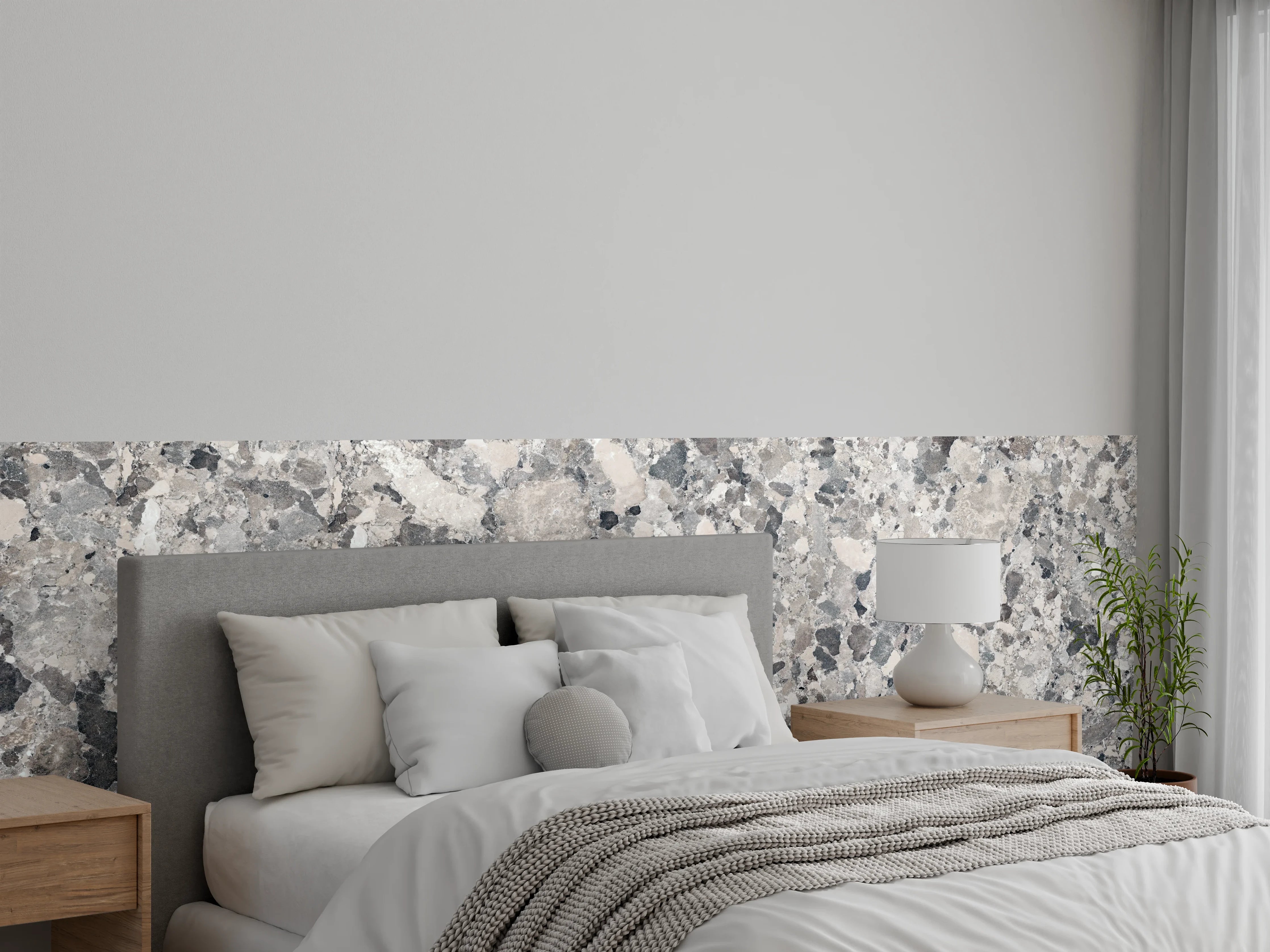 Wandverkleidung Schlafzimmer - Vintage Granit-Textur
