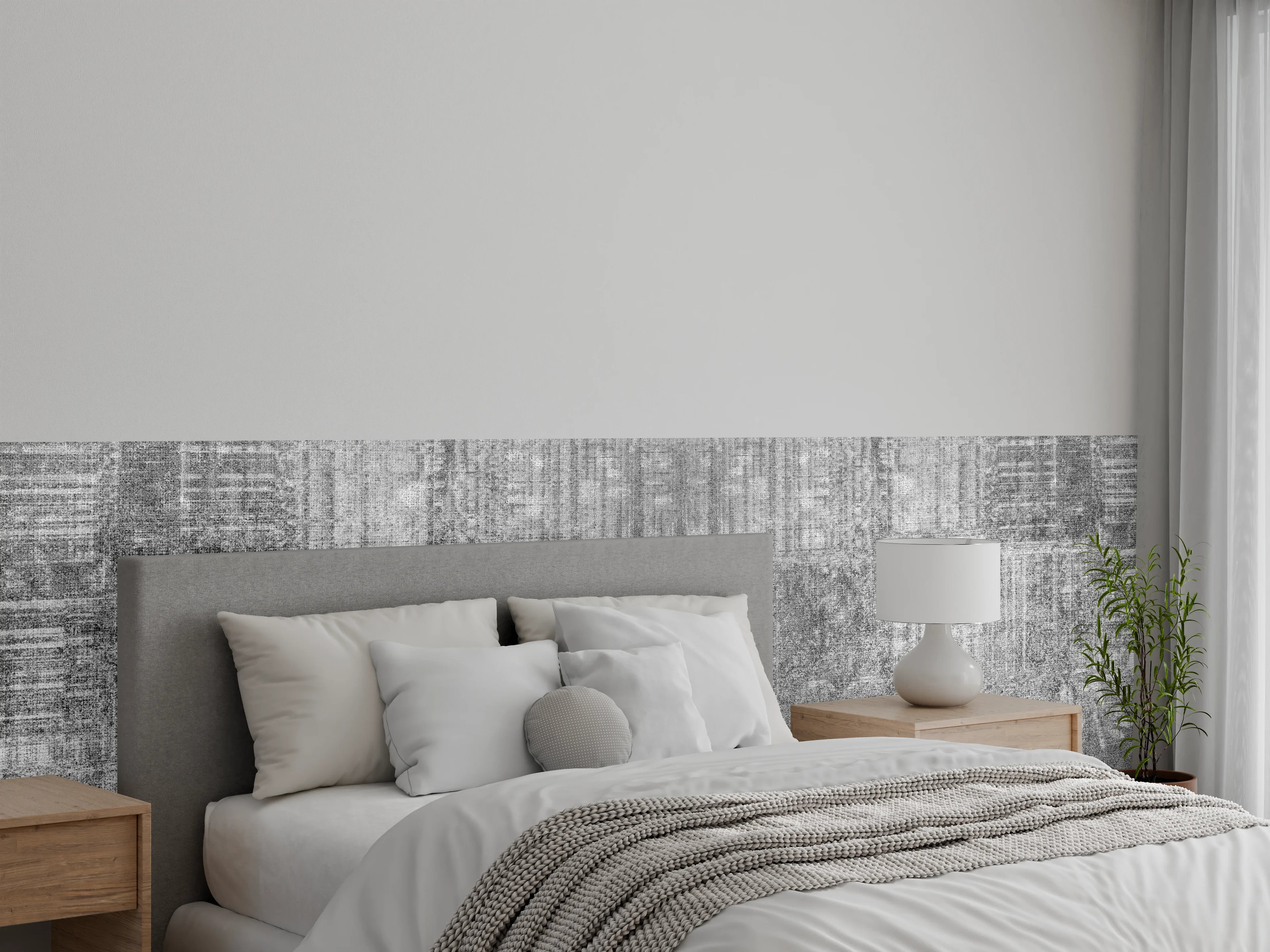 Wandverkleidung Schlafzimmer - Vintage Grau-Beton Textur Panorama