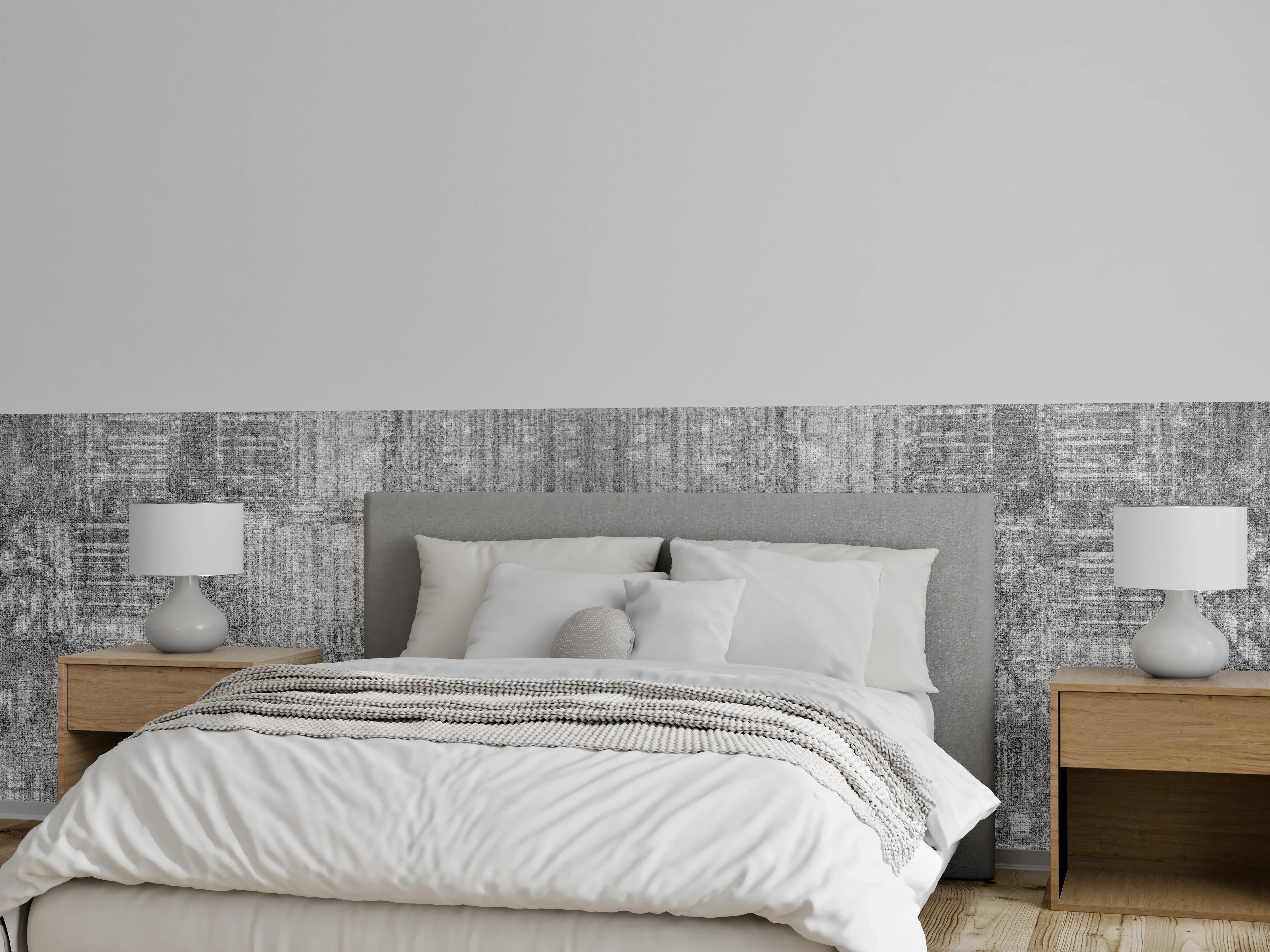 Wandverkleidung Schlafzimmer - Vintage Grau-Beton Textur Panorama
