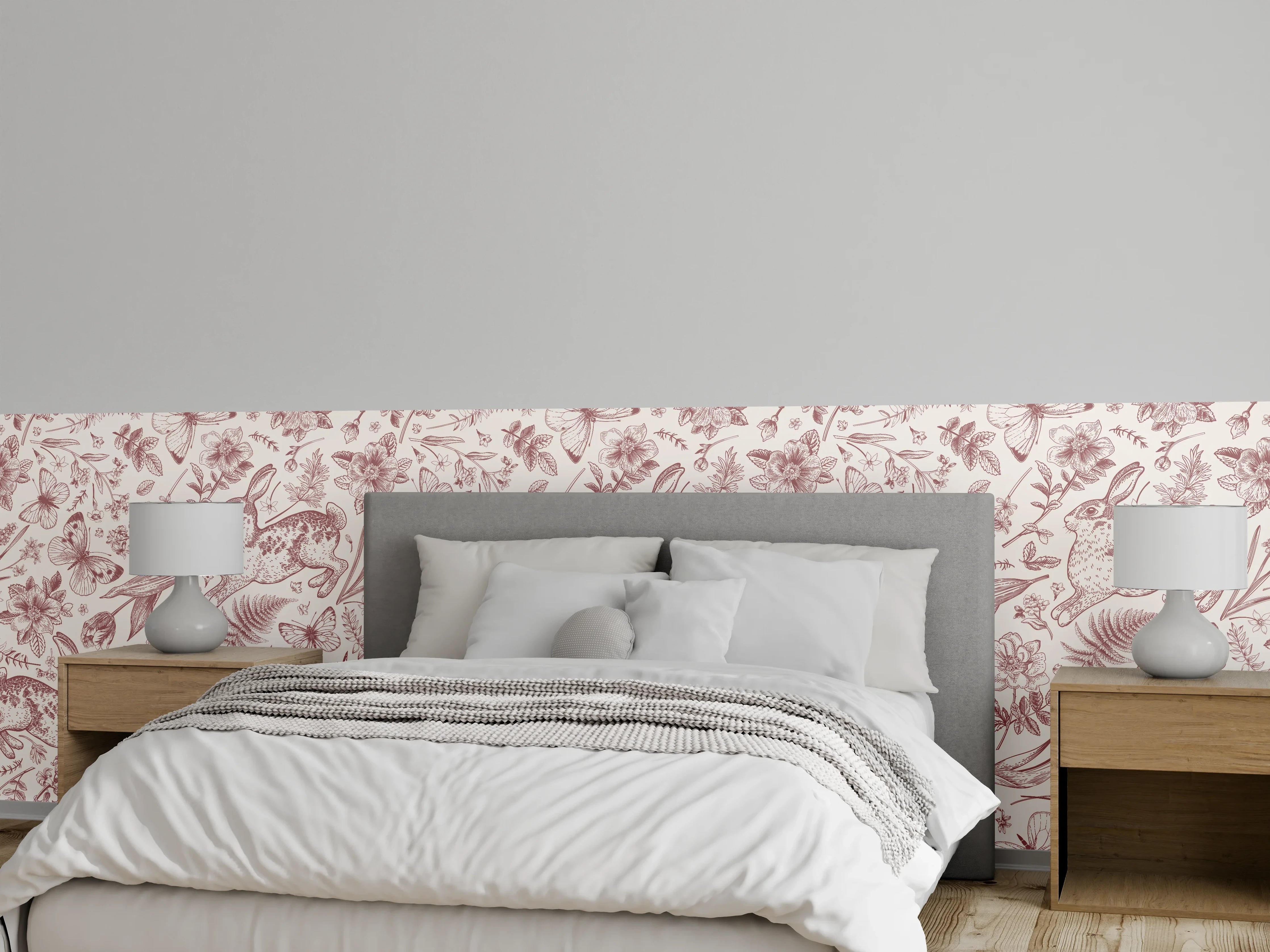 Wandverkleidung Schlafzimmer - Vintage Rosa Blumenmuster