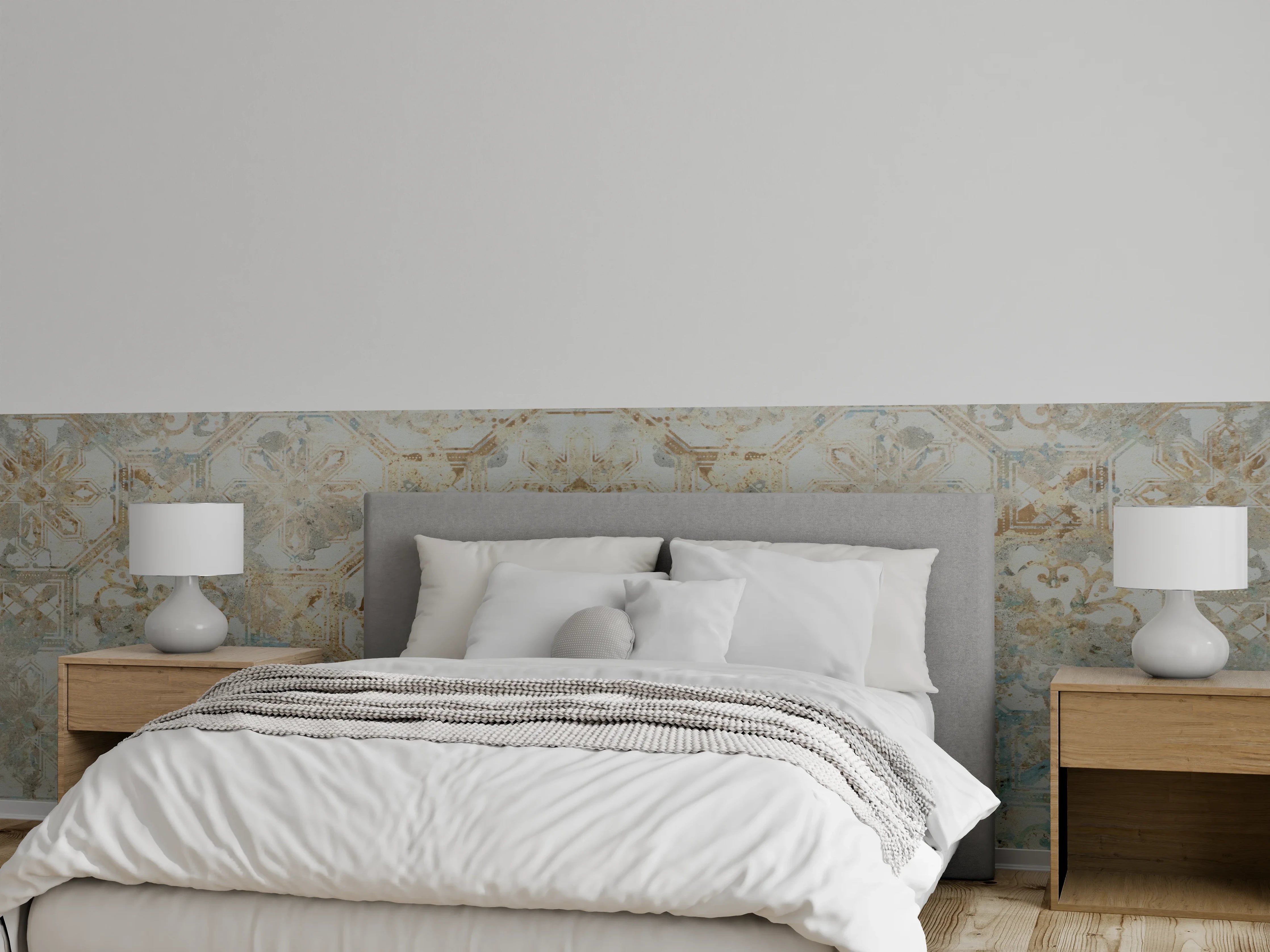 Wandverkleidung Schlafzimmer - Vintage Tapetenmuster