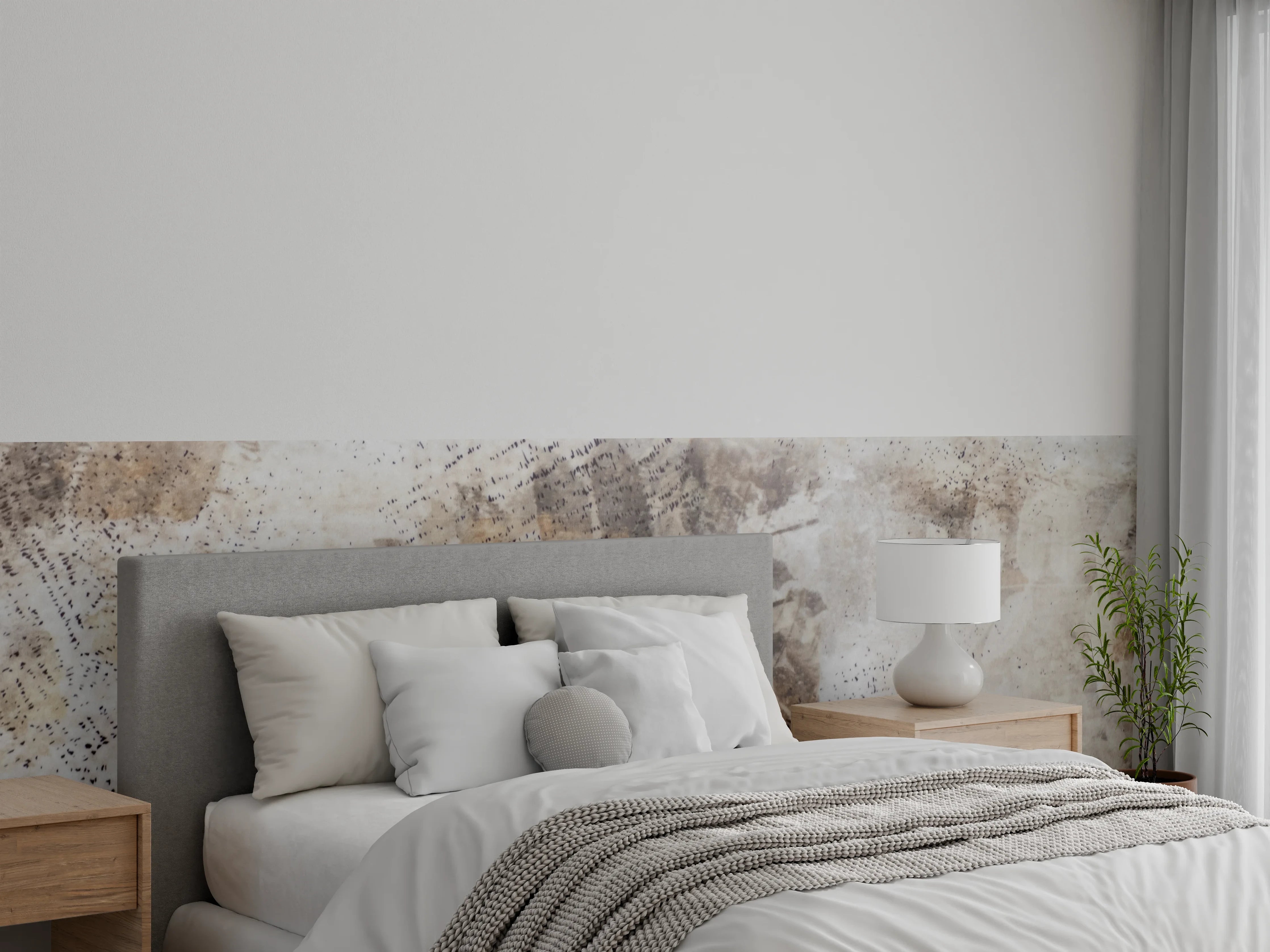 Wandverkleidung Schlafzimmer - Vintage Textur Braun Beige Wandbild