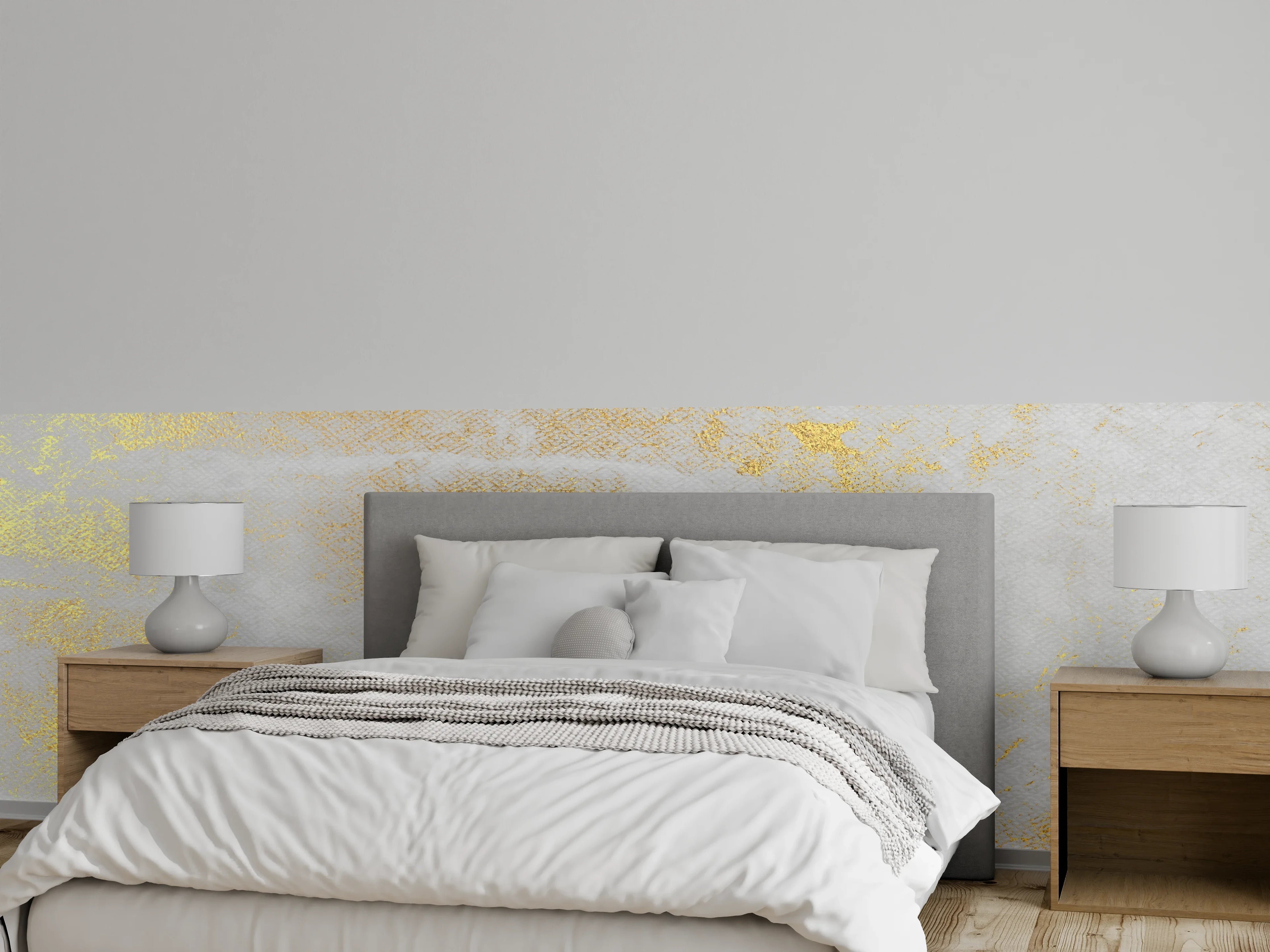 Wandverkleidung Schlafzimmer - Vintage Zement - Gold 