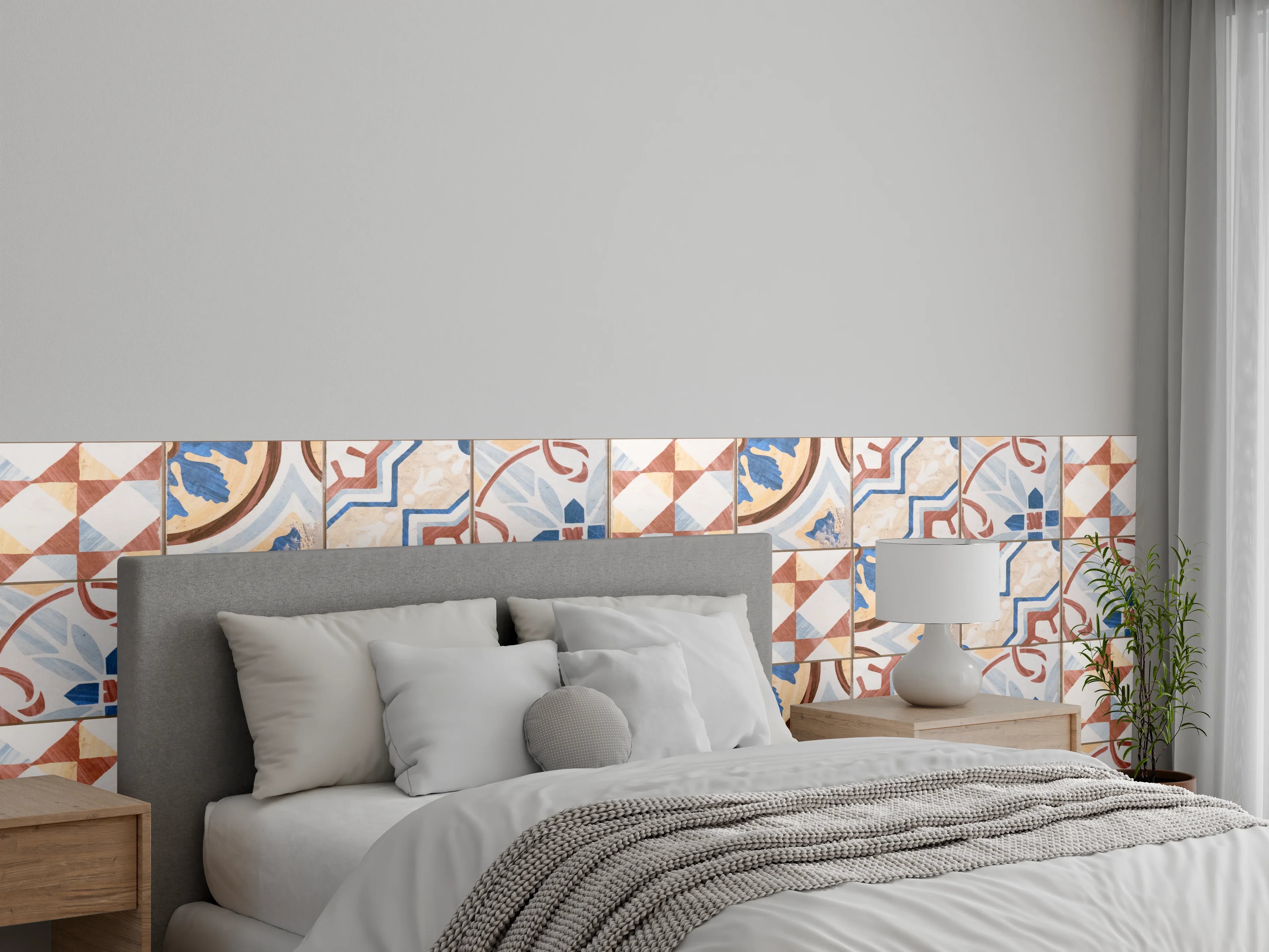 Wandverkleidung Schlafzimmer - Vintage Zement Fliesen