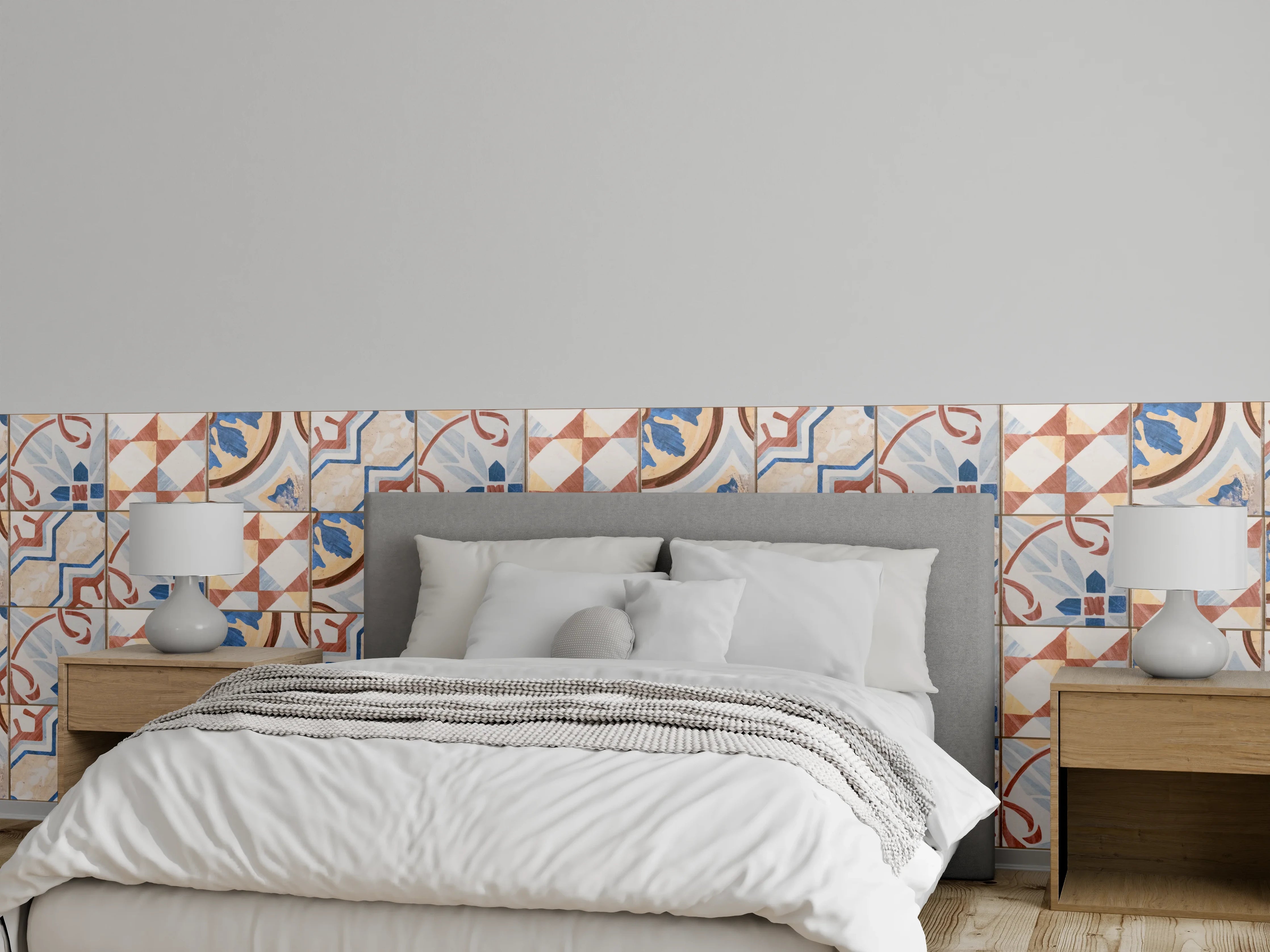 Wandverkleidung Schlafzimmer - Vintage Zement Fliesen